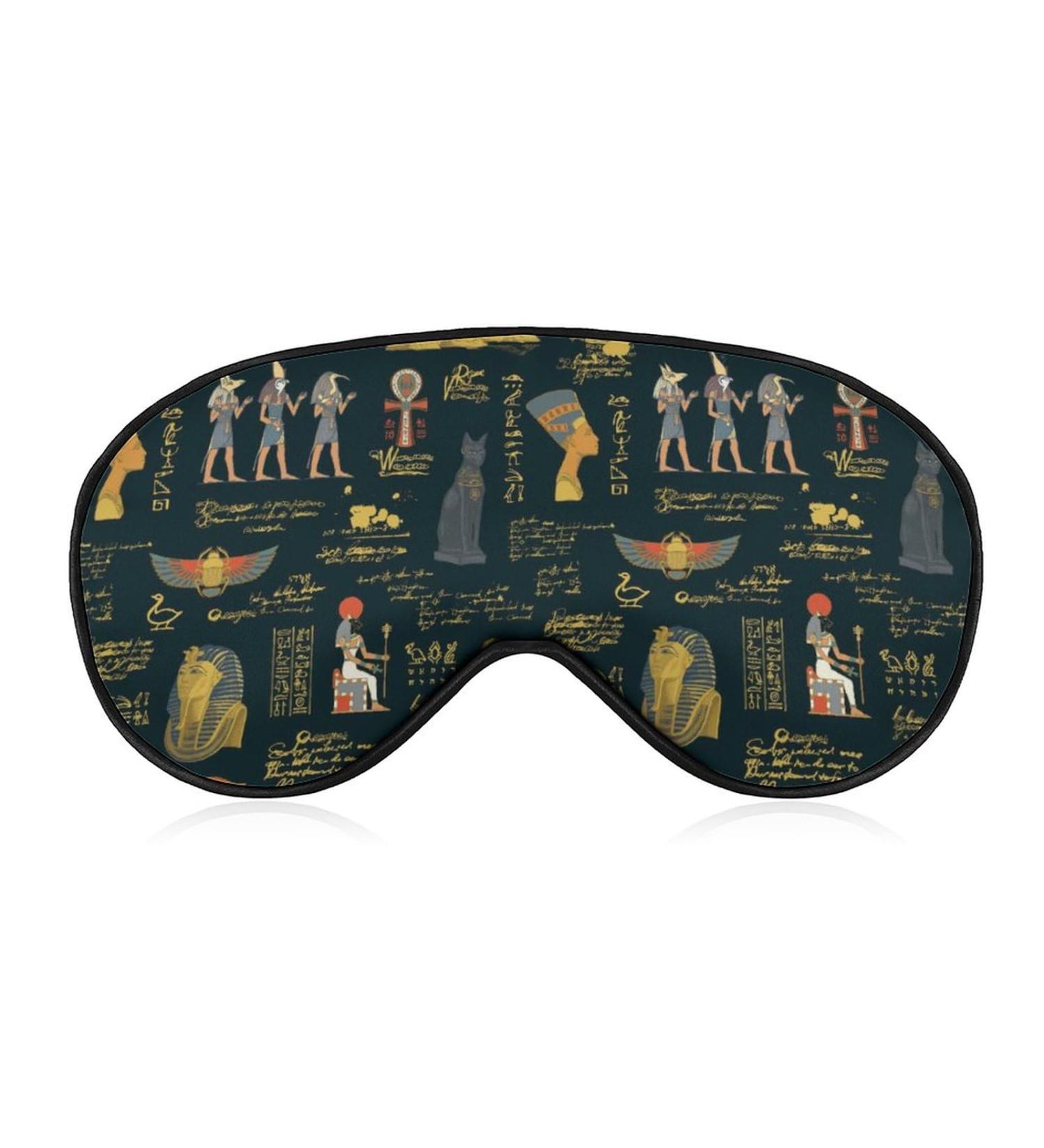 Egyptian Art Theme Sleep Mask - Adjustable Eye Cover for Sleeping & Travel - Blocks Light for Men and Women - Buy Online on GoSupps.com