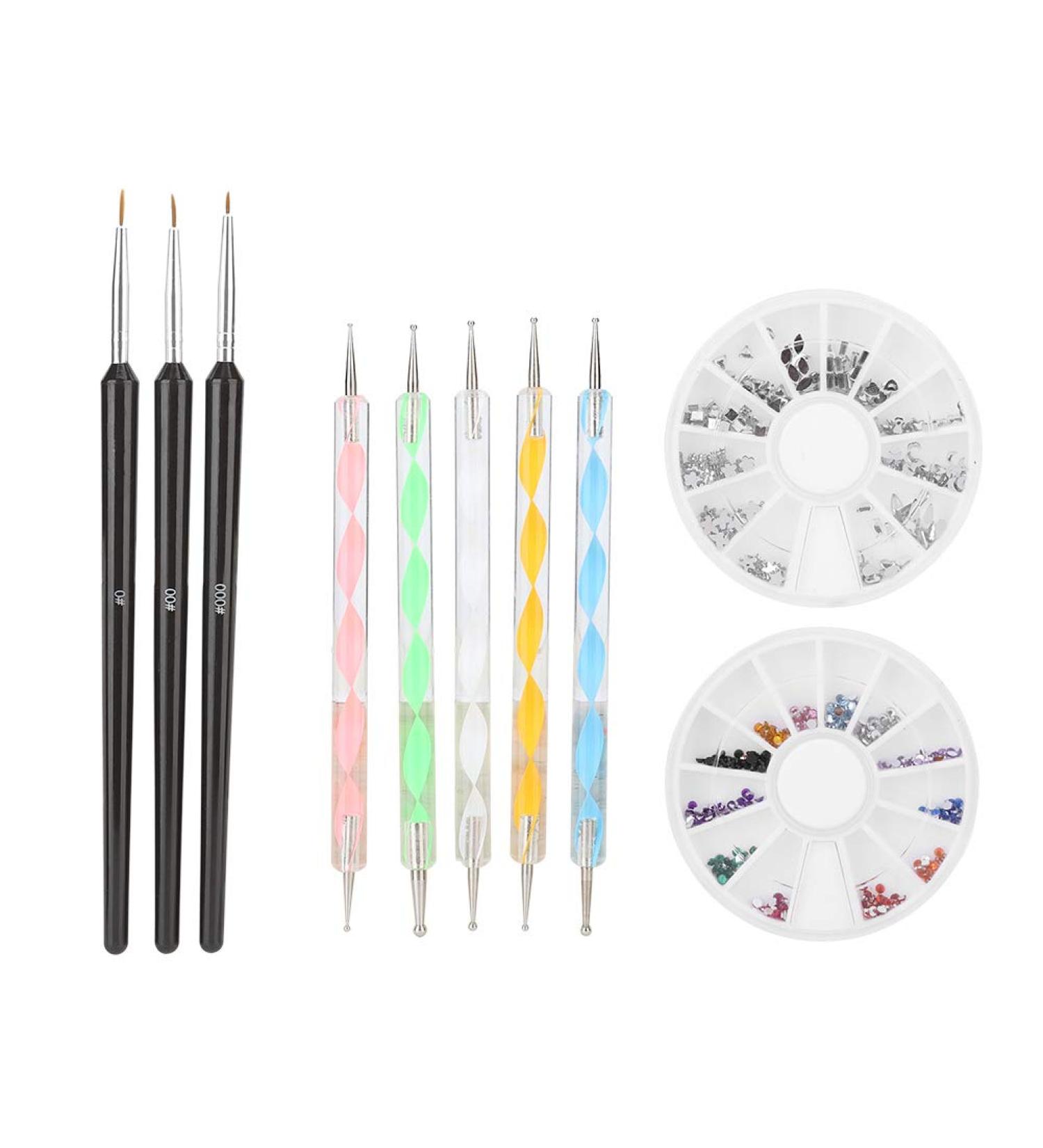Nail Art Painting Brush Pen Tools Kit Line Drawing Painting Pen Rhinestone Polish Manicure Tools - Buy Online on GoSupps.com