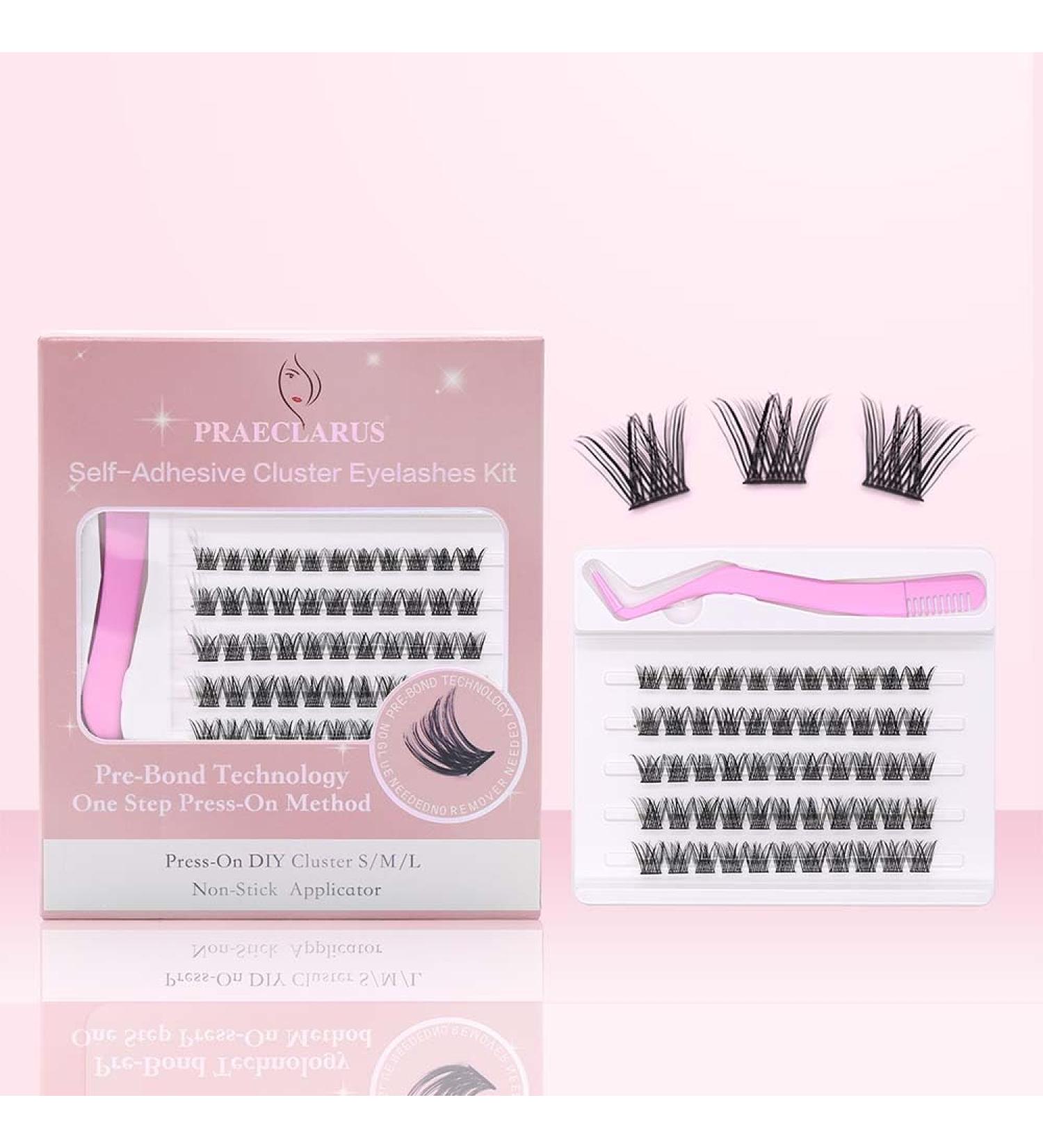 Waterproof Fluffy Cluster Eyelash Clusters - No Glue Self-Adhesive Lashes | Pre-Glued Glueless Extensions Kit for Natural Look (PRE21 - Buy Online on GoSupps.com