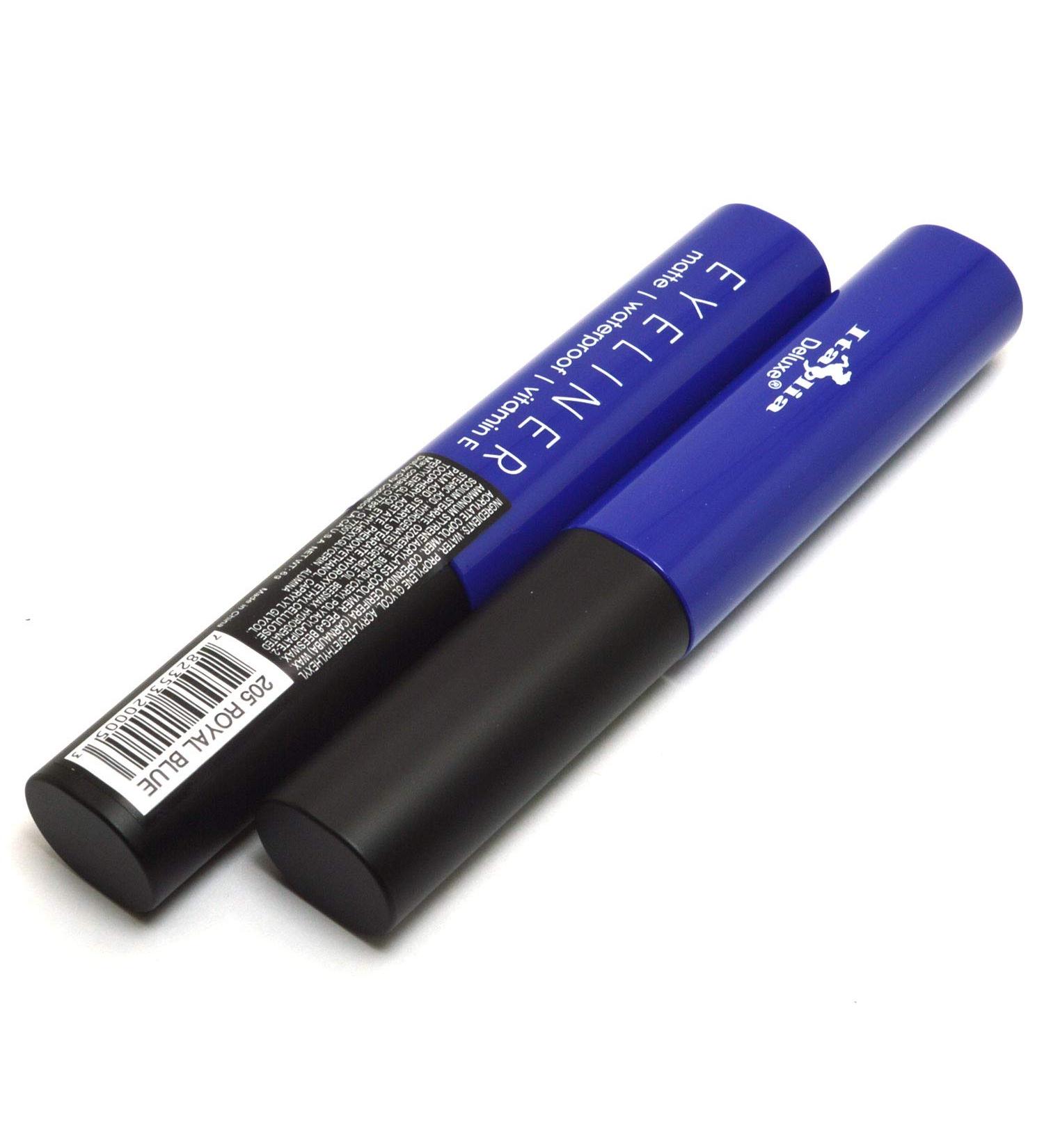 Italia Deluxe Classic Liquid Eyeliner 205 Matte Royal Blue - 2 Piece Set with Vitamin E + ZipBag - Buy Online on GoSupps.com