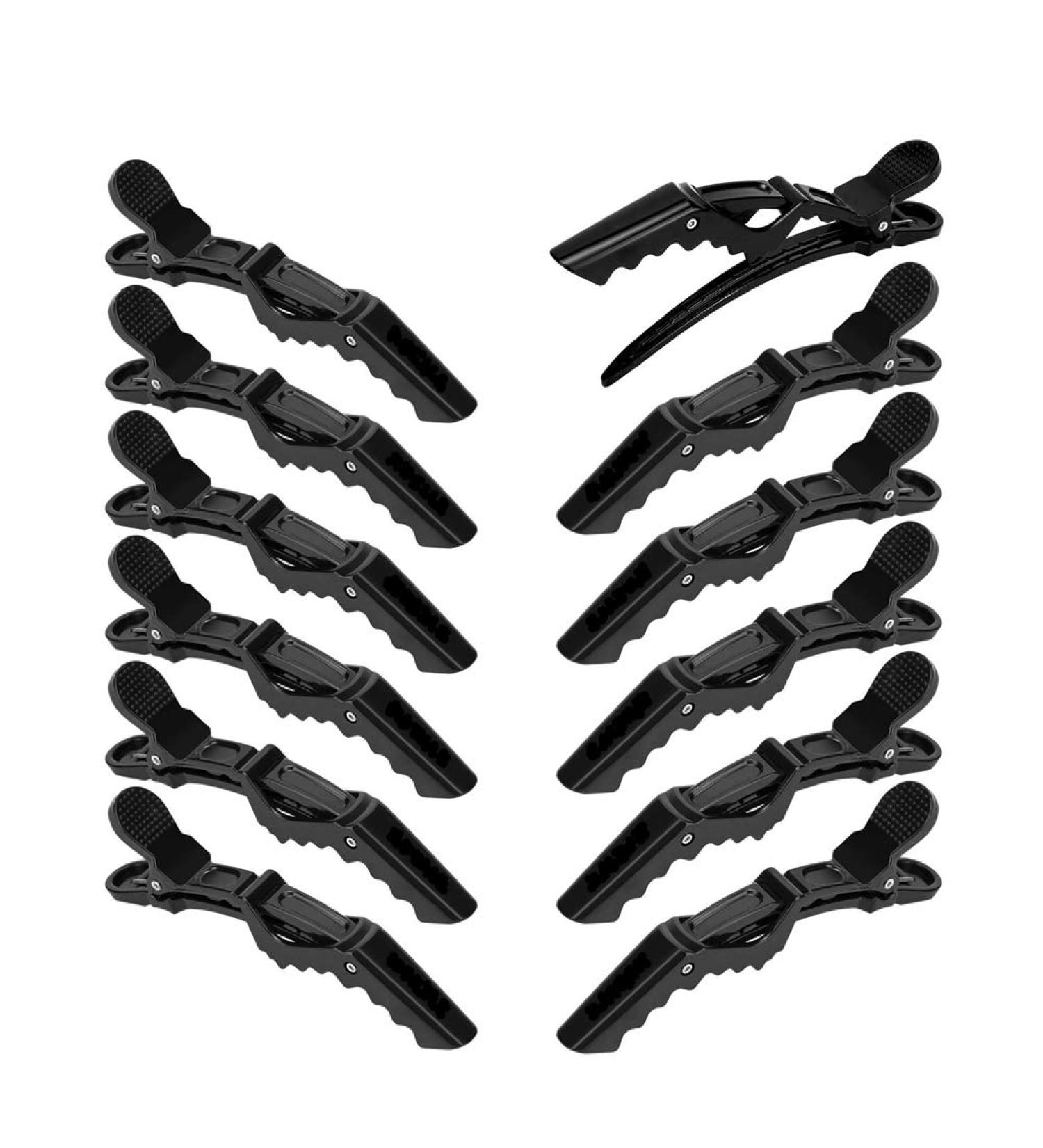 12Pcs Wide Teeth Double Hinged Alligator Hair Clips for Styling - Professional Salon Quality (Black) - Buy Online on GoSupps.com
