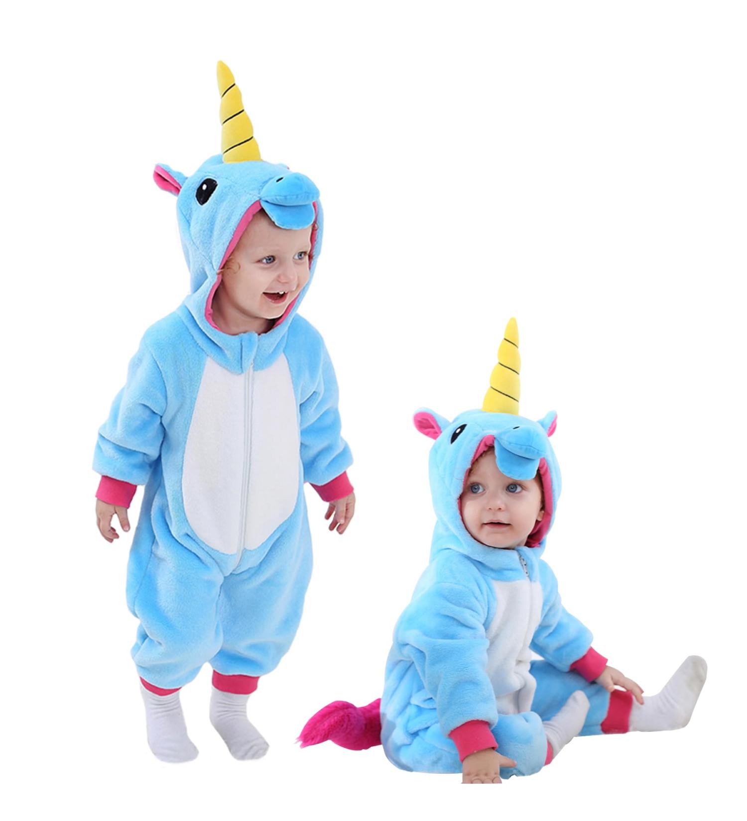 Doladola Baby Hooded Unicorn Romper | Toddler Jumpsuit 12-18 Months | Blue Winter Outfit - Buy Online on GoSupps.com