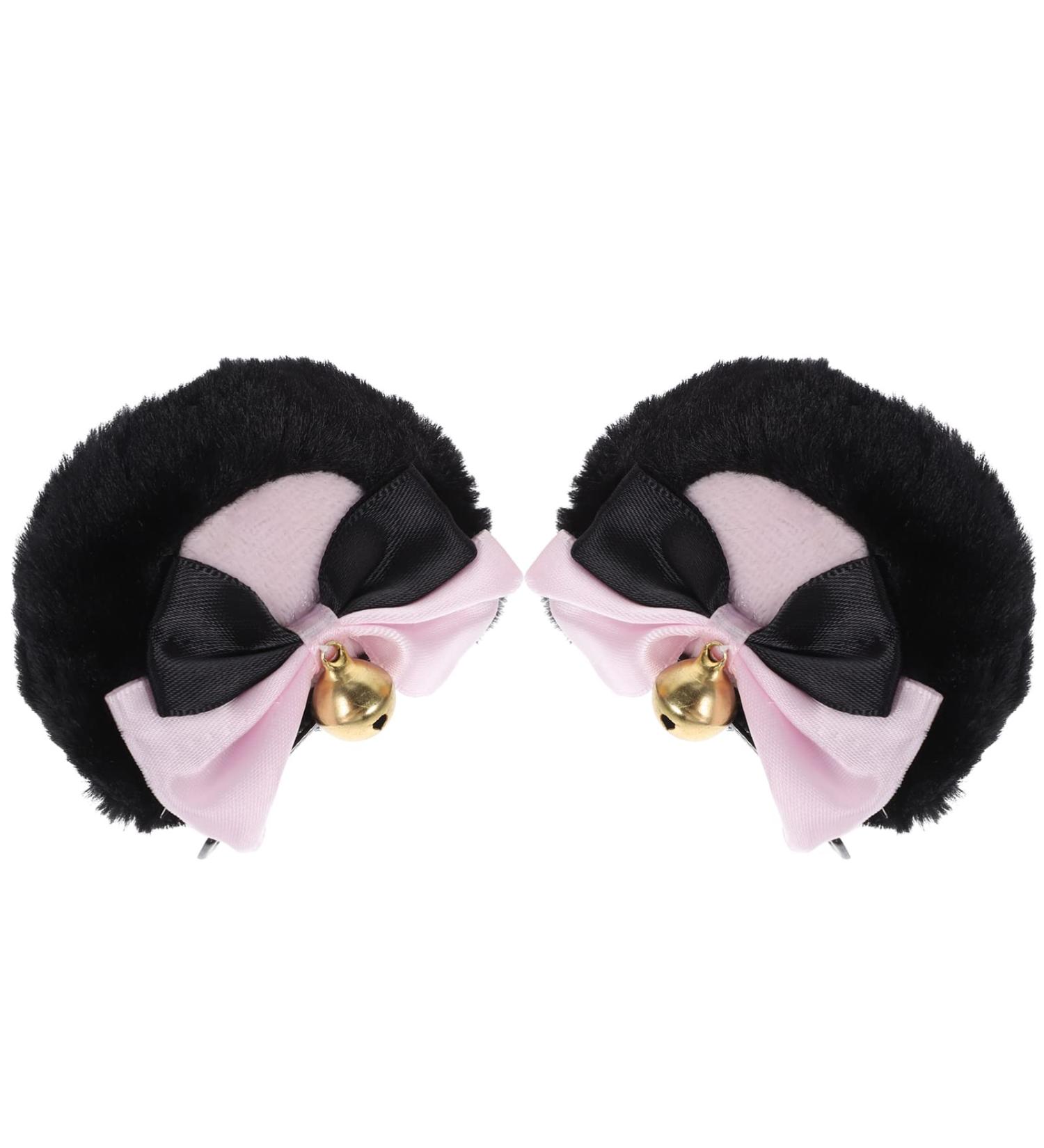 KALLORY 1 Pair Bear Ear Hair Clip Headband Hair Clips Hair Clip for Women Hair Bows Miss Lolita Hand Made Black Pink - Buy Online on GoSupps.com