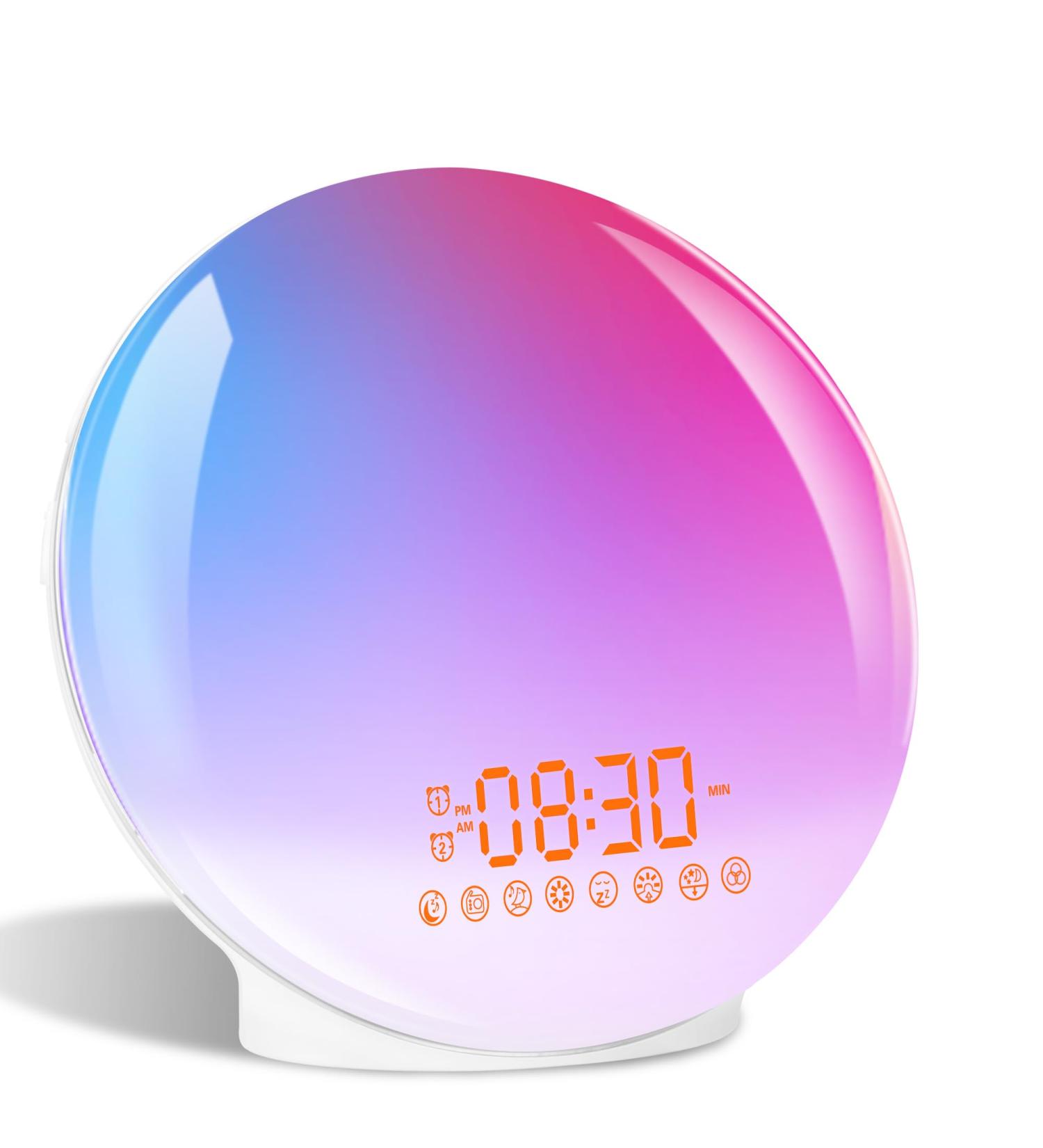 Daily Light Alarm Clock with Sunrise Sunset Simulation | 11 Color Settings & 7 Natural Sounds | Dual Alarm & Snooze for Adults & Kids - Buy Online on GoSupps.com