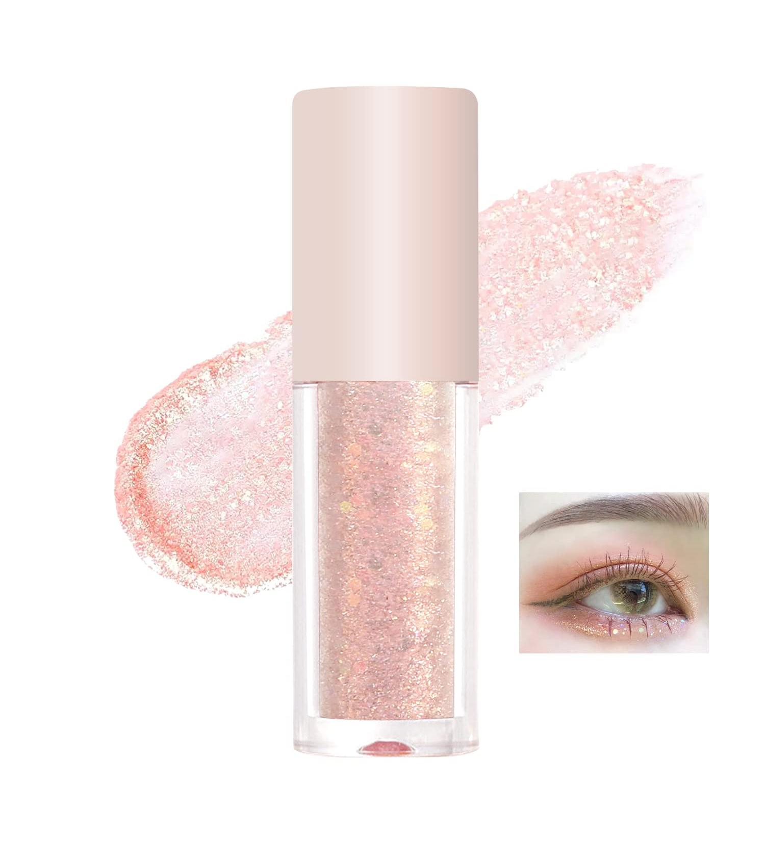 Erinde Liquid Glitter Eyeshadow Eyeliner - Korean Makeup | Tear Drop Shimmer Metallic | Lightweight Water Texture | Long-Wearing Pink Champagne Glitter - Buy Online on GoSupps.com