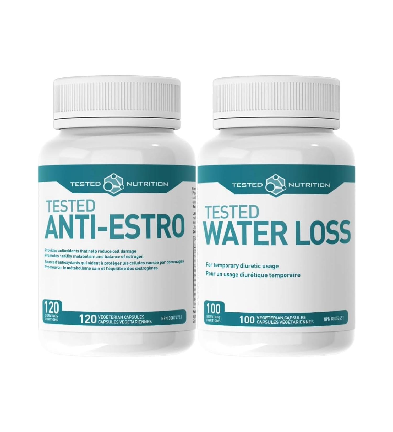 Tested Nutrition Tested Combo Pack | Tested Anti-Estro 120 Capsules Tested Water Loss 100 Capsules (Tested Combo Pack) - Buy Online on GoSupps.com