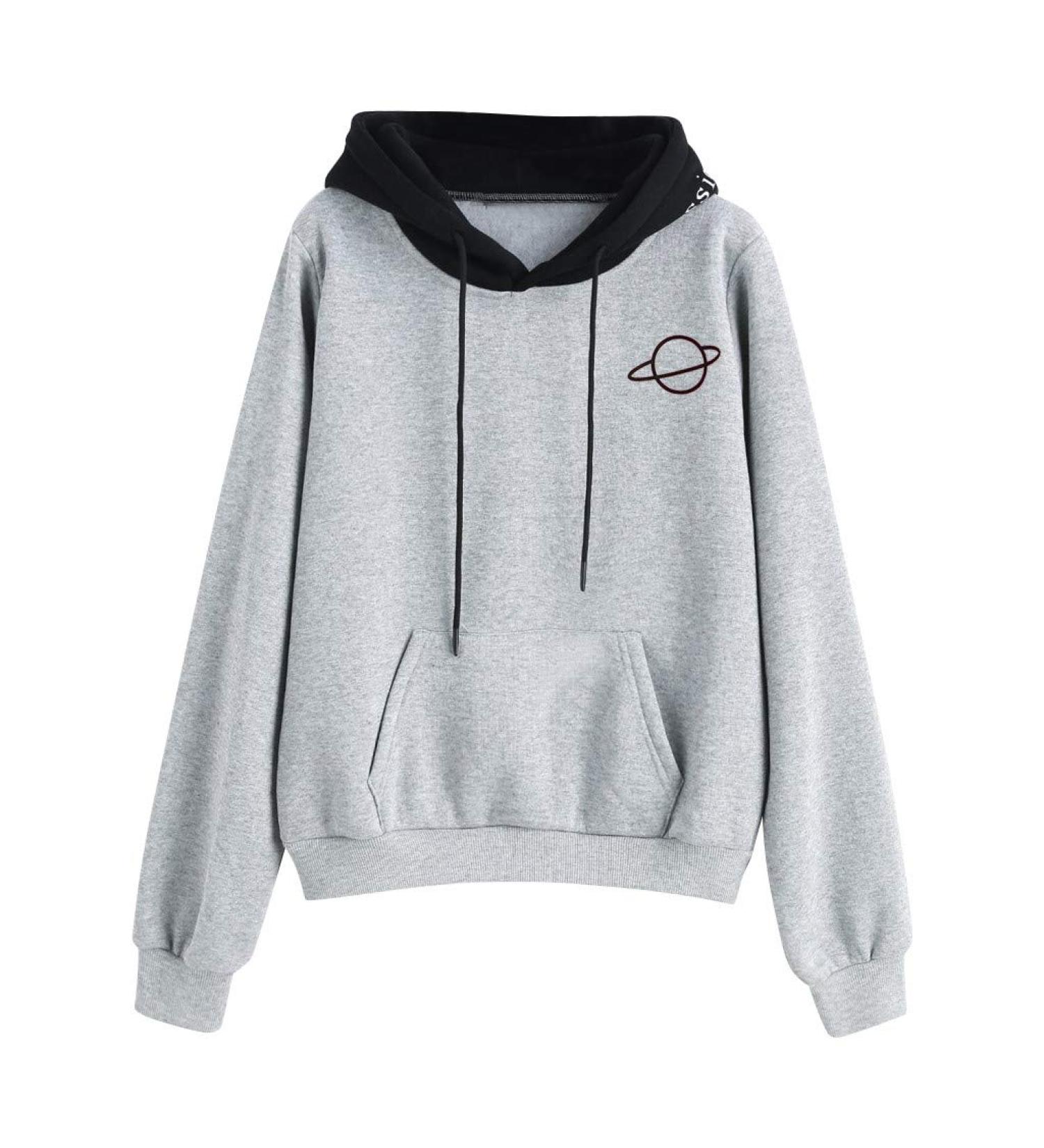 Bigfanshu Womens Tops Casual Long Sleeve Pouch Pocket Pullover Hoodie Top Blouse Gray - Buy Online on GoSupps.com