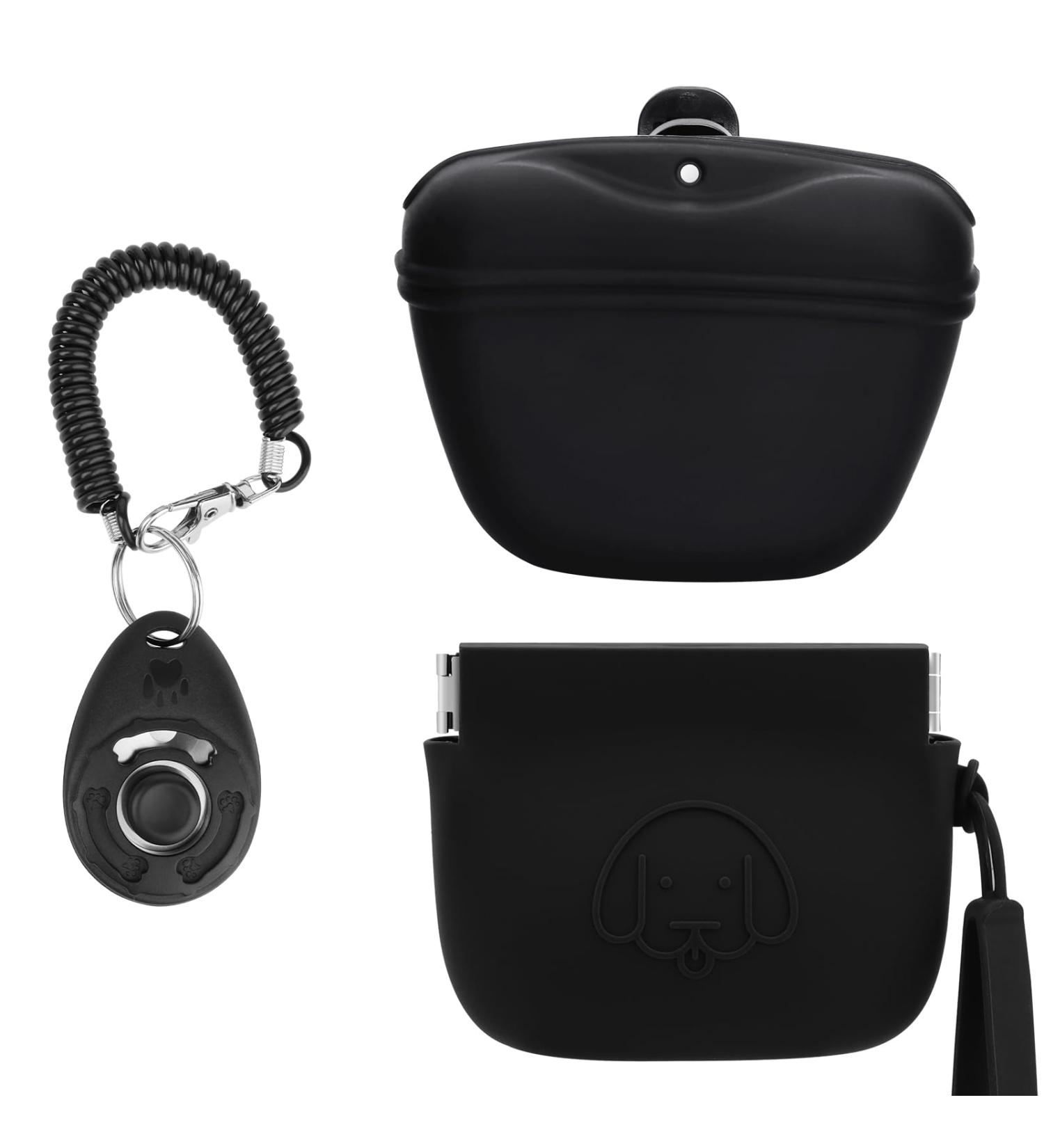 WALLFID Silicone Dog Treat Pouch with Magnetic Buckle & Waist Clip - Includes Training Clicker, Auto Closure, Easy to Clean & Odorless - Buy Online on GoSupps.com