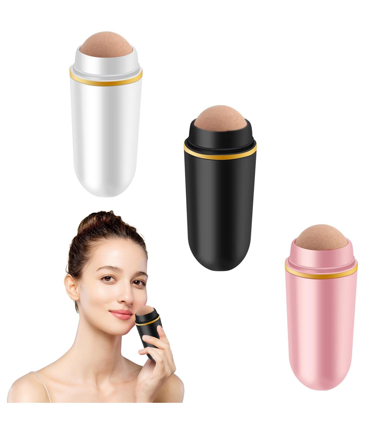 Volcanic Stone Facial Roller Set - 3 Oil Absorbing Skincare Tools for Oily Skin | On-the-Go Face Roller for Oil Control & Healthy Skin - Buy Online on GoSupps.com