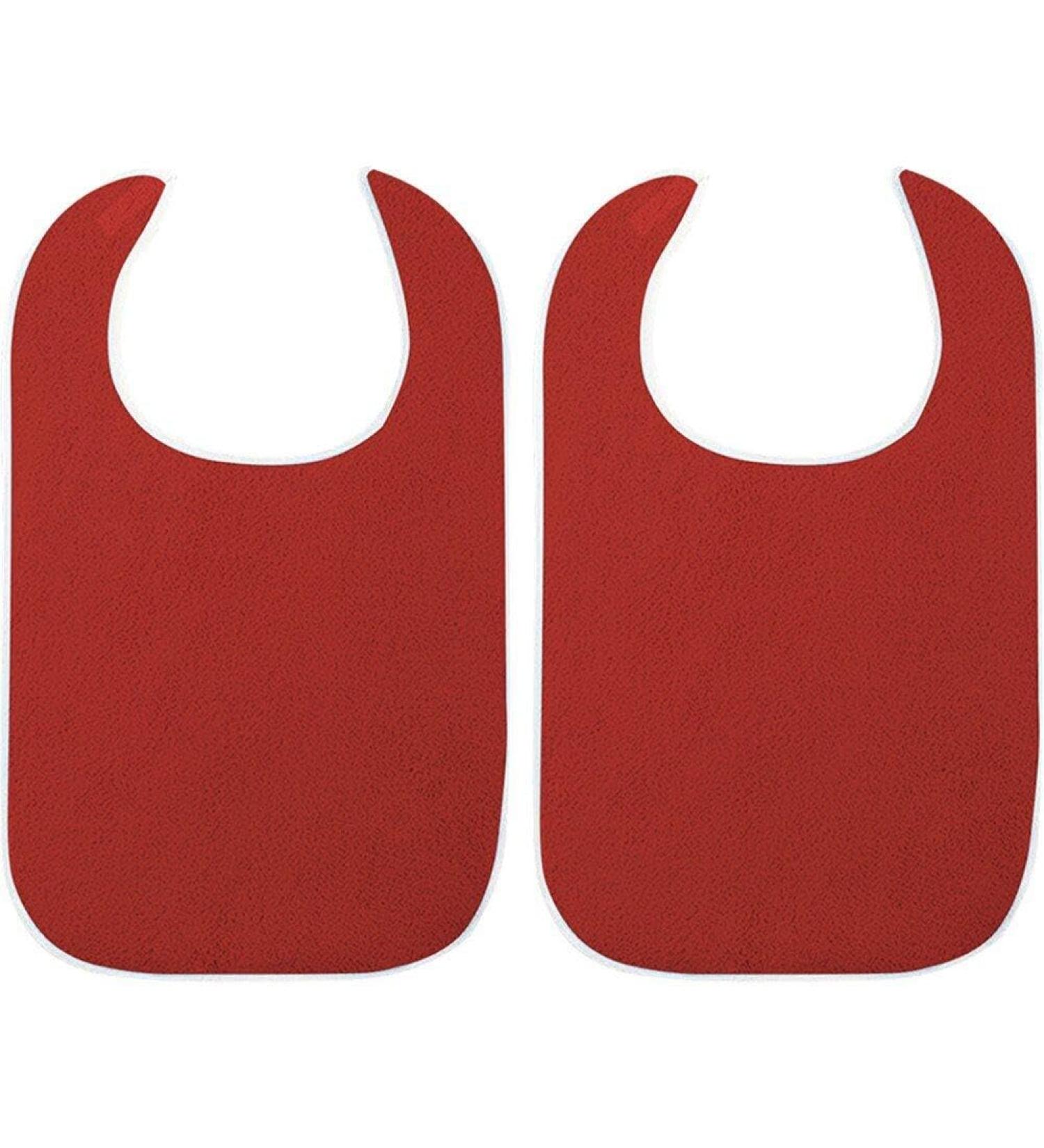 Adult Bibs for Elderly 2pcs Washable Feeding Adult Bib with Crumb Catcher Clothing Protectors for Adult Elderly and Disabled Red - Buy Online on GoSupps.com