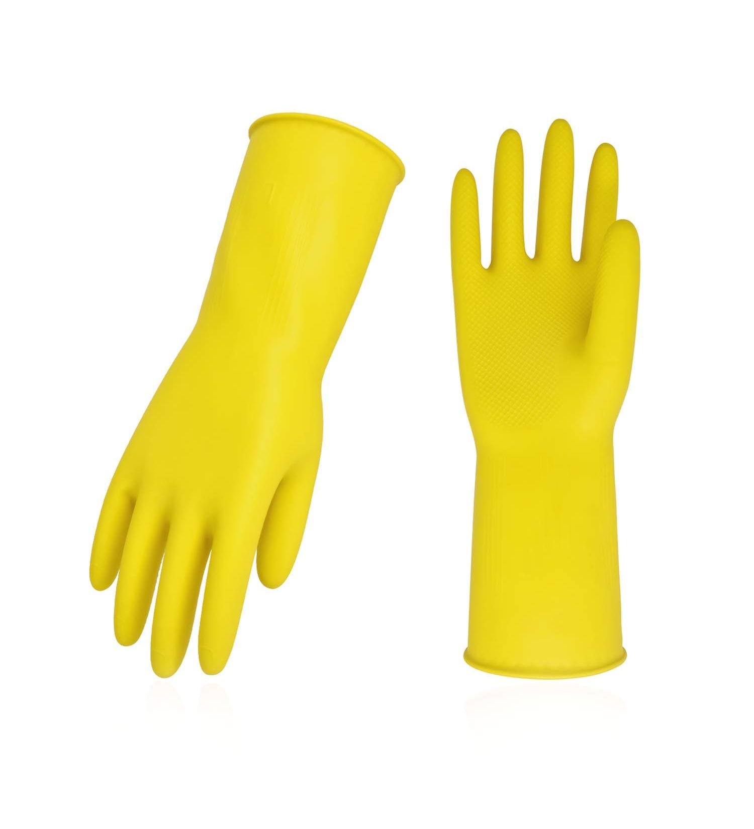 Vgo Reusable Long Sleeve Household Cleaning Gloves - Yellow (Small, 1 Pair) | Extra Thickness for Kitchen, Working, Painting, Gardening, and Pet Care - Buy Online on GoSupps.com