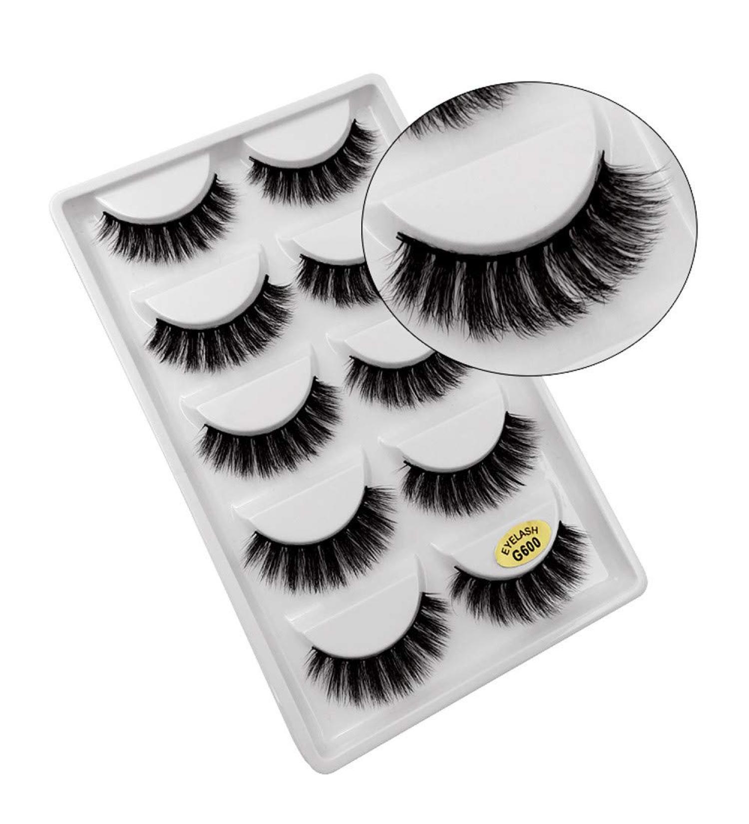 5 Pairs 3D Nerzhair Eyelashes Set - Natural Black Long Lashes | Echo Individually G600# - Perfect for a Glam Look - Buy Online on GoSupps.com