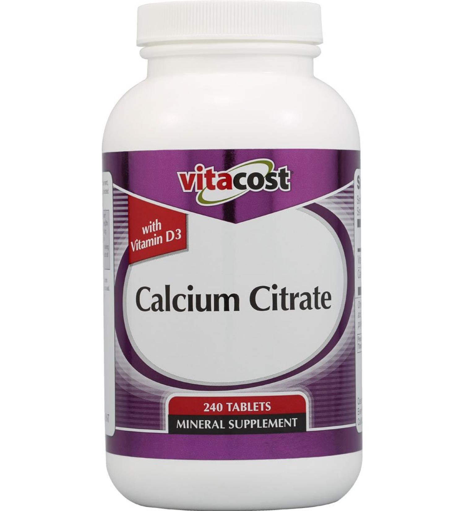 Vitacost Calcium Citrate with Vitamin D3-1000 mg per Serving - 240 Tablets