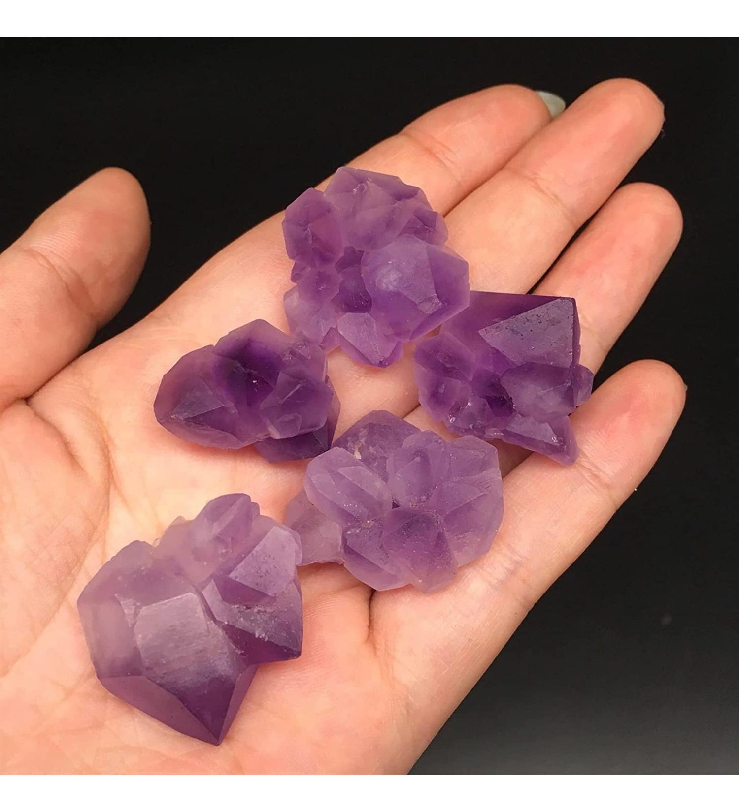 Nature Gemstones Drum Stones 5PCs +Beautiful Natural Amethyst Pyramid Quartz Crystal Cluster-dot Specimen Stone Gifts Chakra Reiki Balancing - Buy Online on GoSupps.com