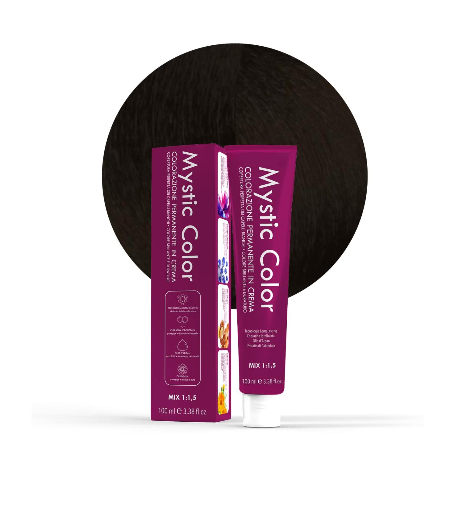 Mystic Color Hair Color Formula Enriched with Argan Oil and Calendula Long-Lasting Permanent Coloring Cream Intense Black 1.0 100 ml - Buy Online on GoSupps.com