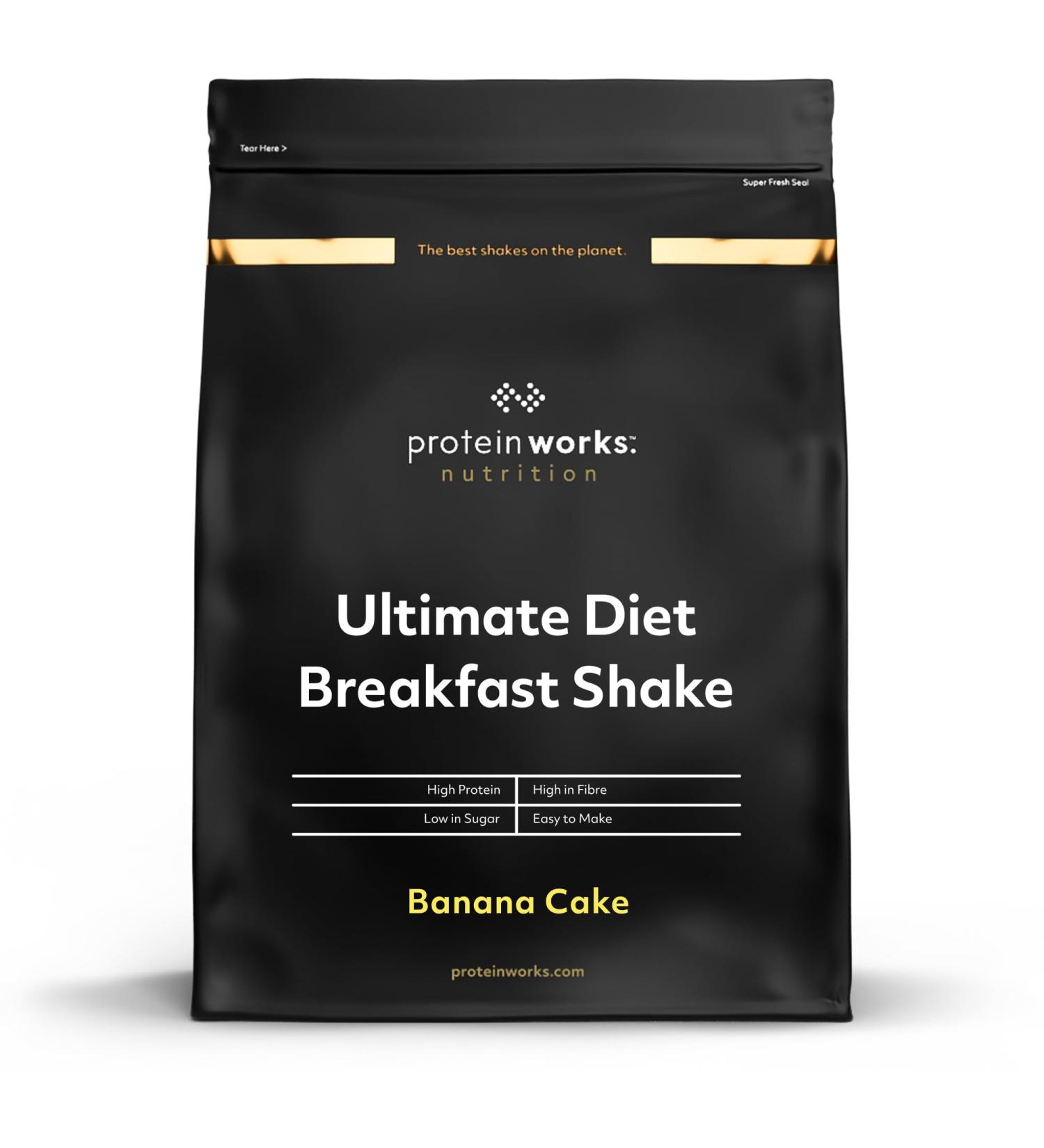Protein Works Ultimate Diet Breakfast Shake | Low Calorie & High Protein | Banana Cake Flavor | 9 Servings - 500g - Buy Online on GoSupps.com