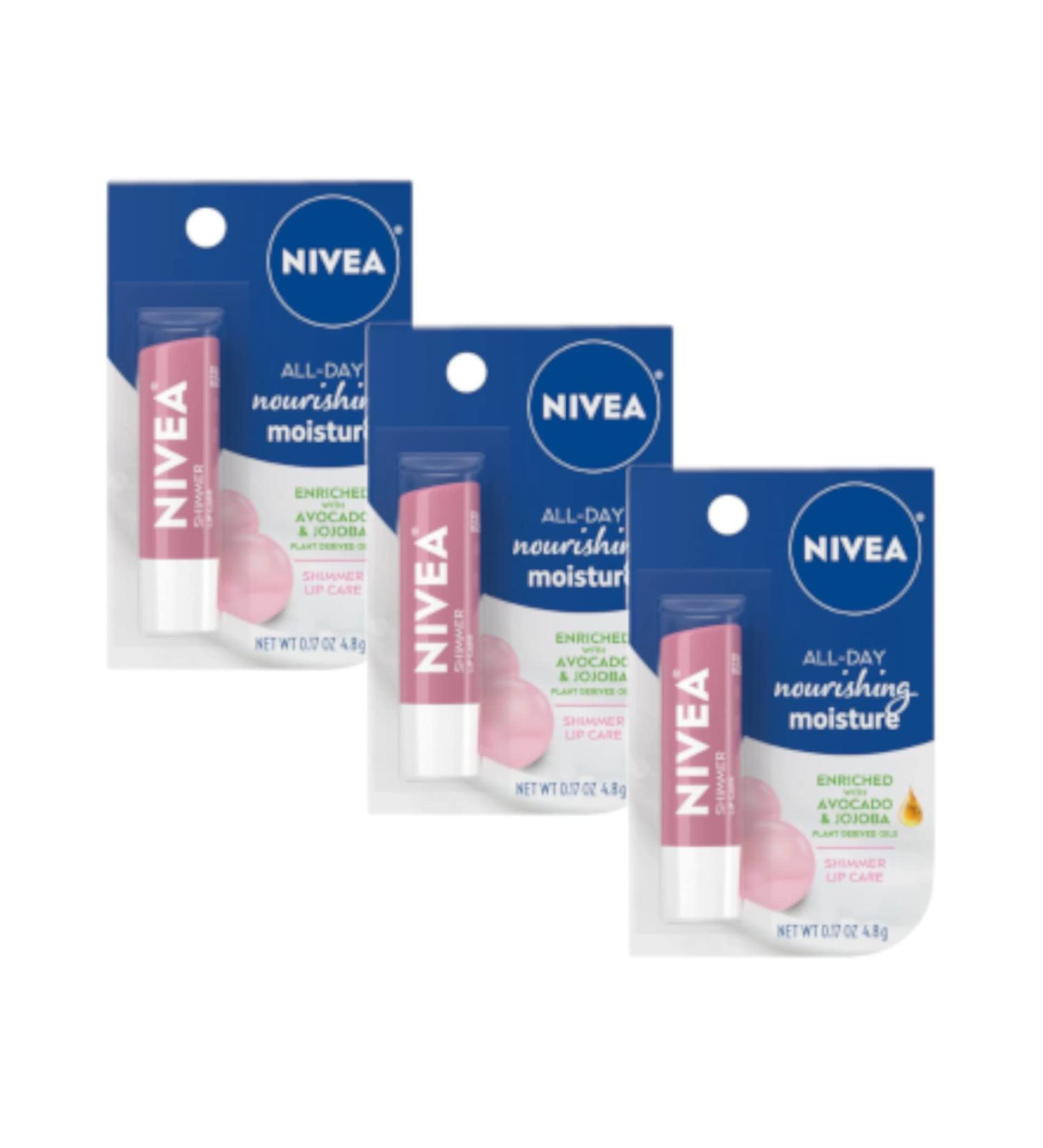 Nivea All-Day Nourishing Moisture Shimmer Lip Care 0.17 oz - Pack of 3 - Buy Online on GoSupps.com