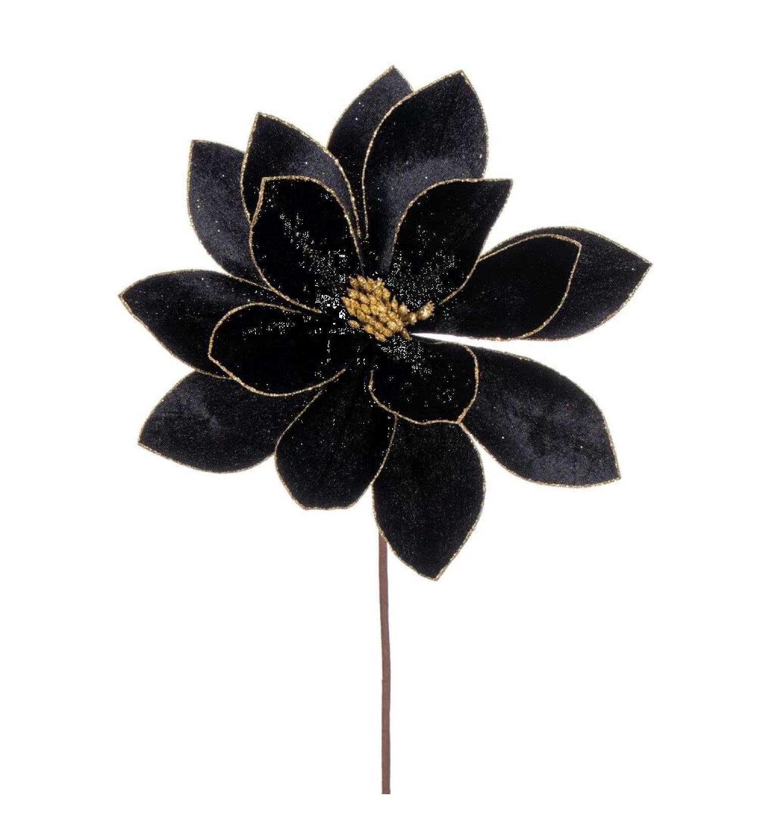 Vickerman 705308-22" Black Velvet Sheen Glitter Trim Poinsettia Spray (4 Pack) (RG223317) - Buy Online on GoSupps.com