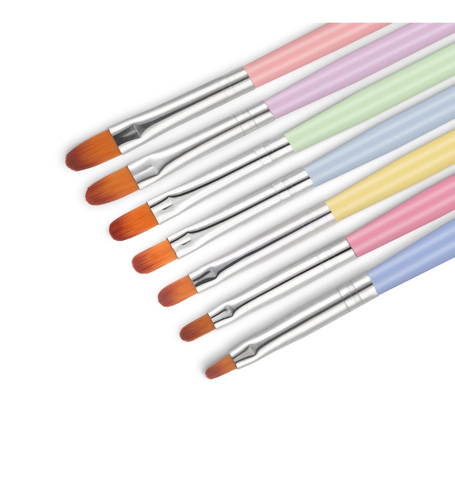 TEOYALL 7 PCS Gel Nail Brushes Set - Oval Flat & Builder Tips for Poly Gel Extension - Multicolor Nail Art Brushes - Buy Online on GoSupps.com