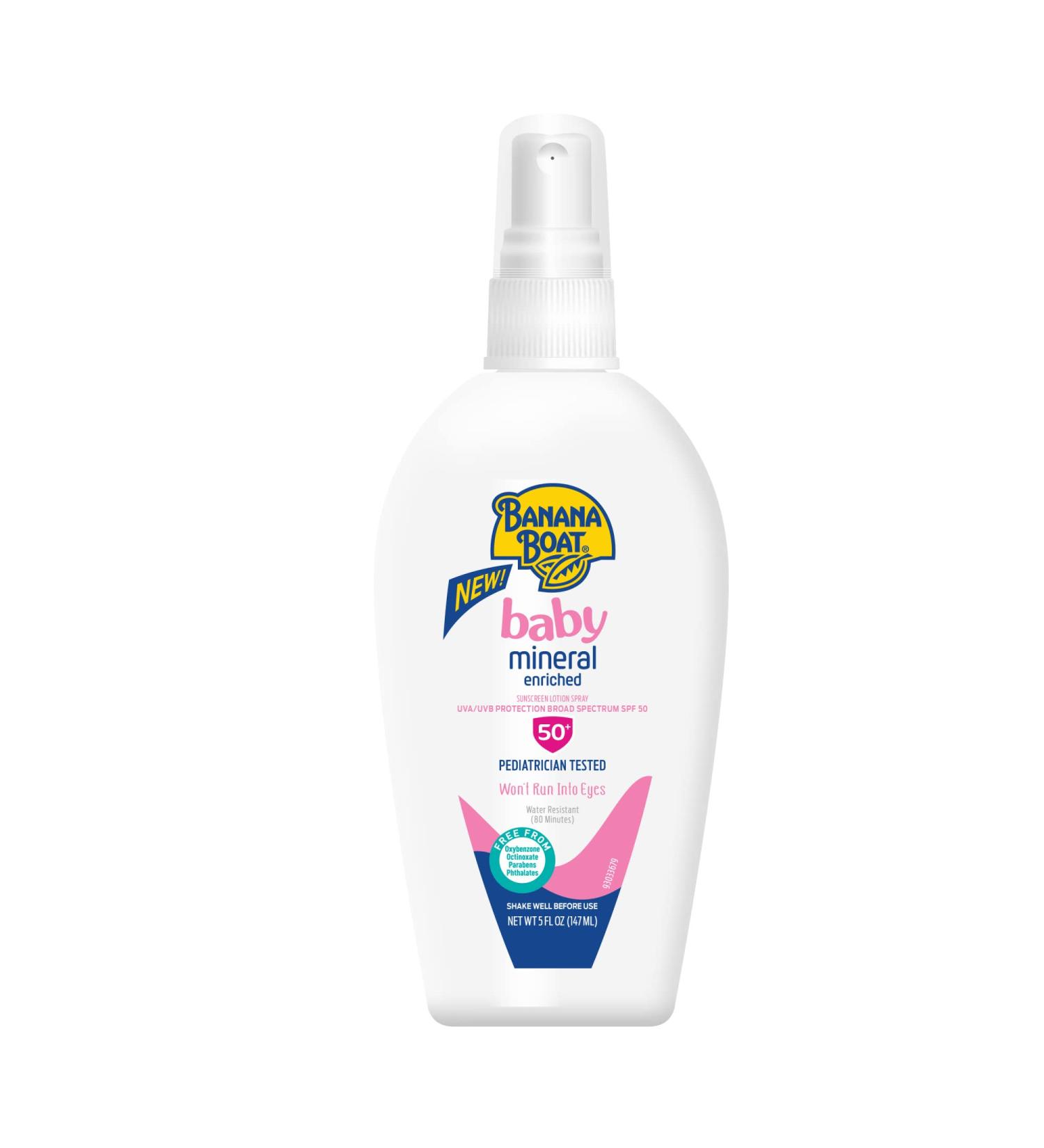 Banana Boat Baby Mineral Enriched Sunscreen Lotion Pump Spray SPF 50+ - 5oz - Buy Online on GoSupps.com