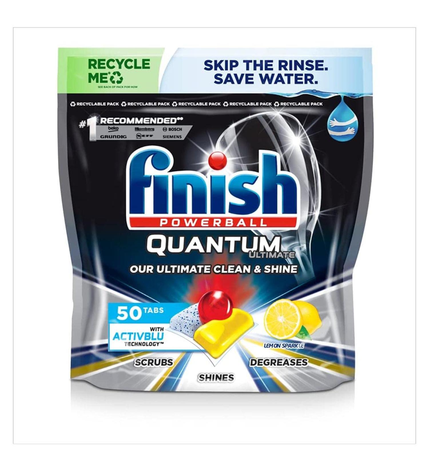 Finish Quantum Ultimate Dishwasher Tablets Lemon - 50 Count Pack of 1 - Buy Online on GoSupps.com