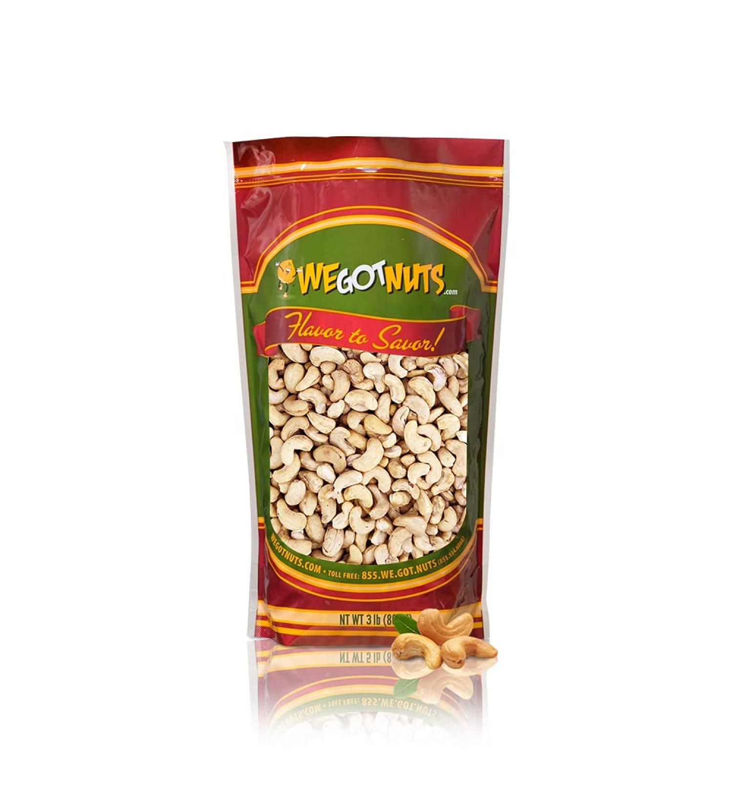 Premium Quality Kosher Raw Whole Cashews - 3 lbs | We Got Nuts | Oil-Free | Healthy Gourmet Snack - Buy Online on GoSupps.com
