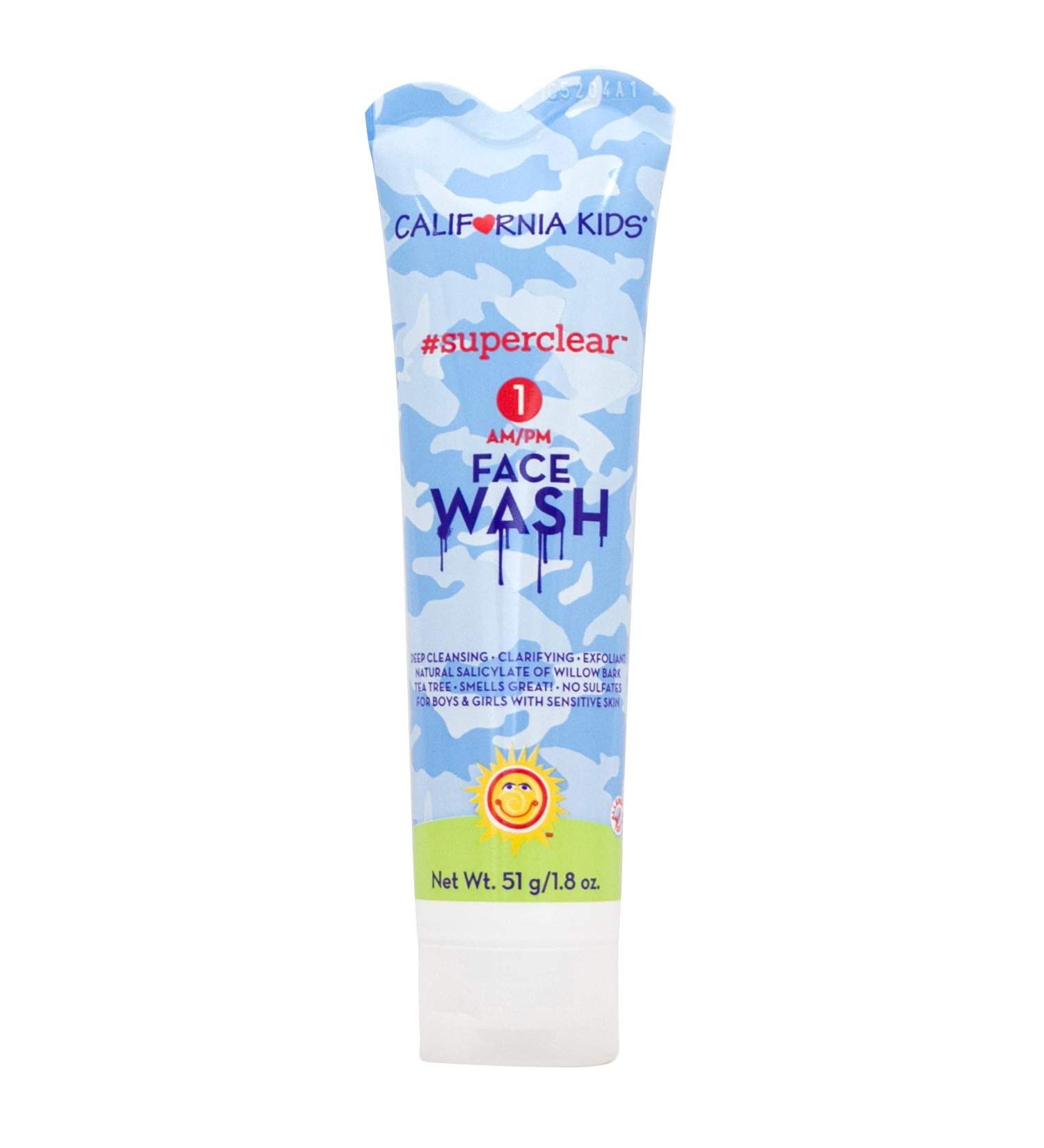 California Kids Super Clear Willow Bark Face Wash | Gentle Exfoliation for Sensitive Skin | Deep Cleansing & Non-Drying Formula | 1.8 Fl Oz - Buy Online on GoSupps.com