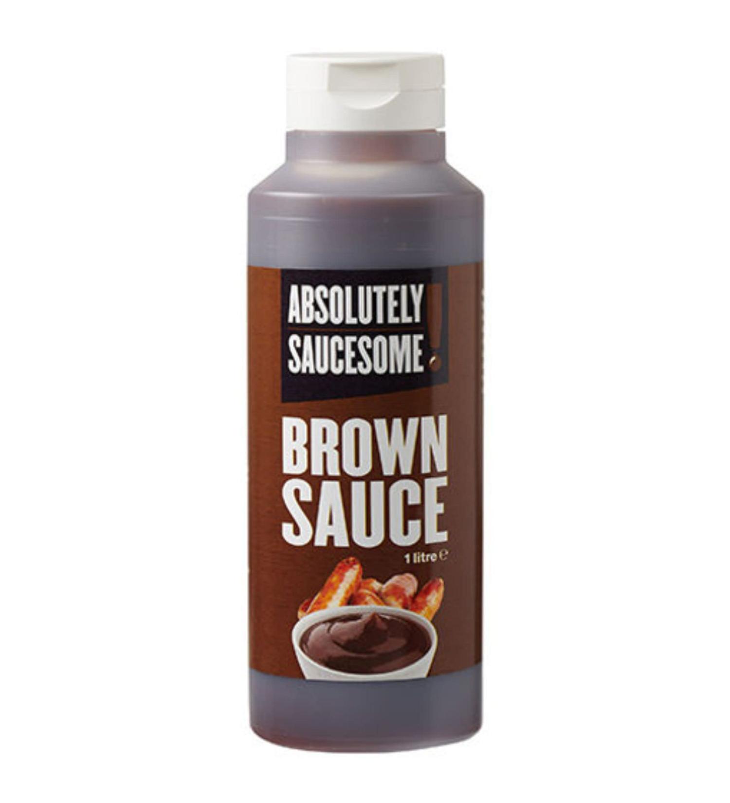 Brown sauce Absolutely Saucesome 1L Restaurant Quality ideal for home use.