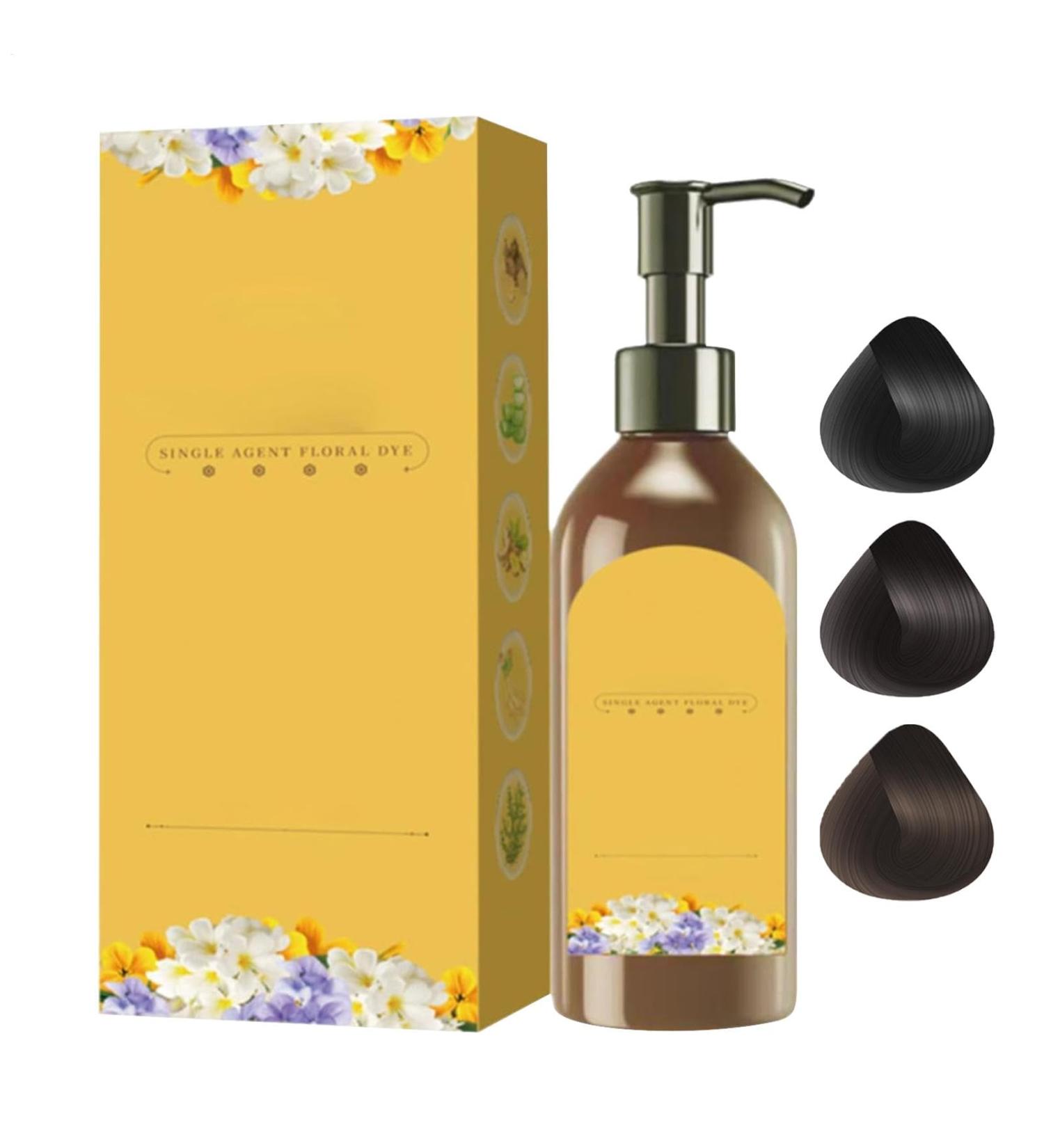 Teinture Florale Agent Unique - Teinture e Florale | Coloration Capillaire Base De | Shampooing Floral Base De | Shampooing Colorant Pour Cheveux Gris | Teinture C Black