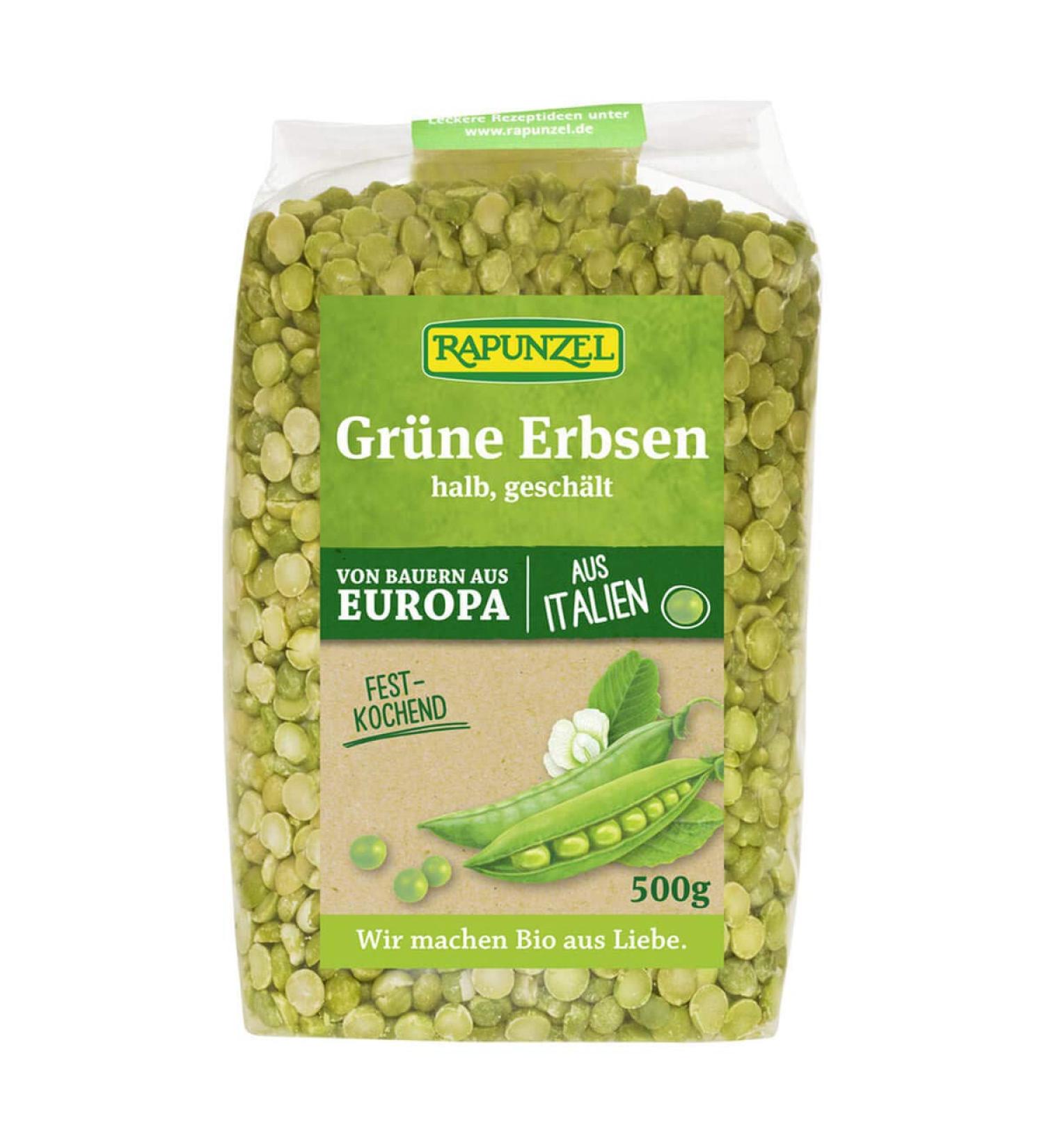 Rapunzel Organic Food Rapunzel green peas half peeled 05 kg 6pack