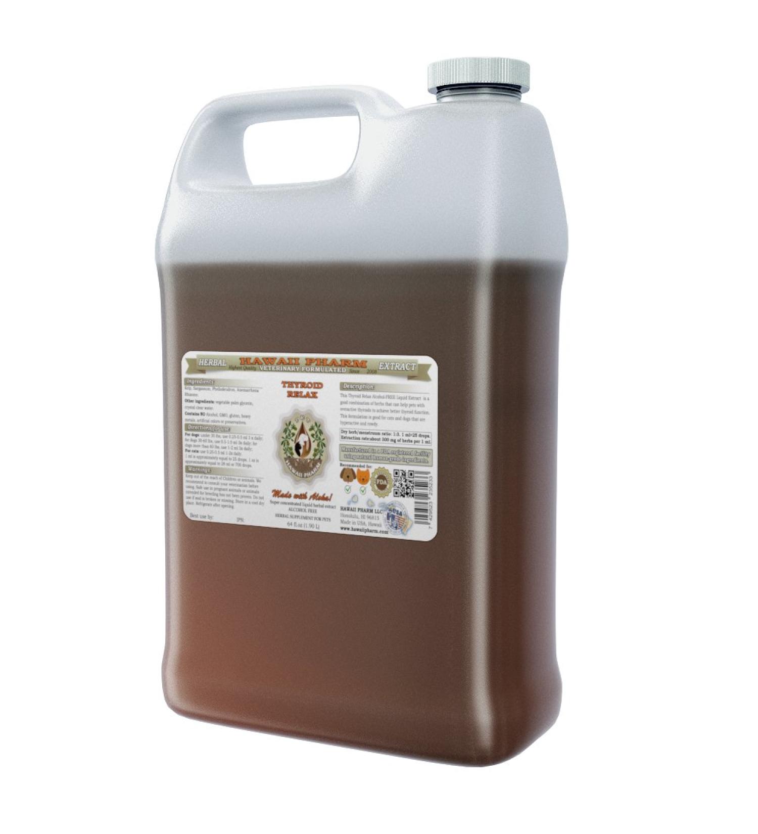 HawaiiPharm Thyroid Relax 64 oz - Veterinary Natural Alcohol-Free Liquid Extract for Pet Herbal Supplement - Buy Online on GoSupps.com