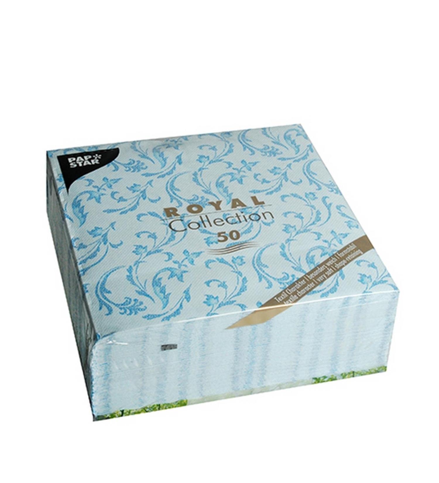 Papstar 50 napkins "ROYAL Collection" 1/4 fold 40 cm x 40 cm turquoise "Damascato" #85003 Turquoise 7.8 x 20 x 20 cm