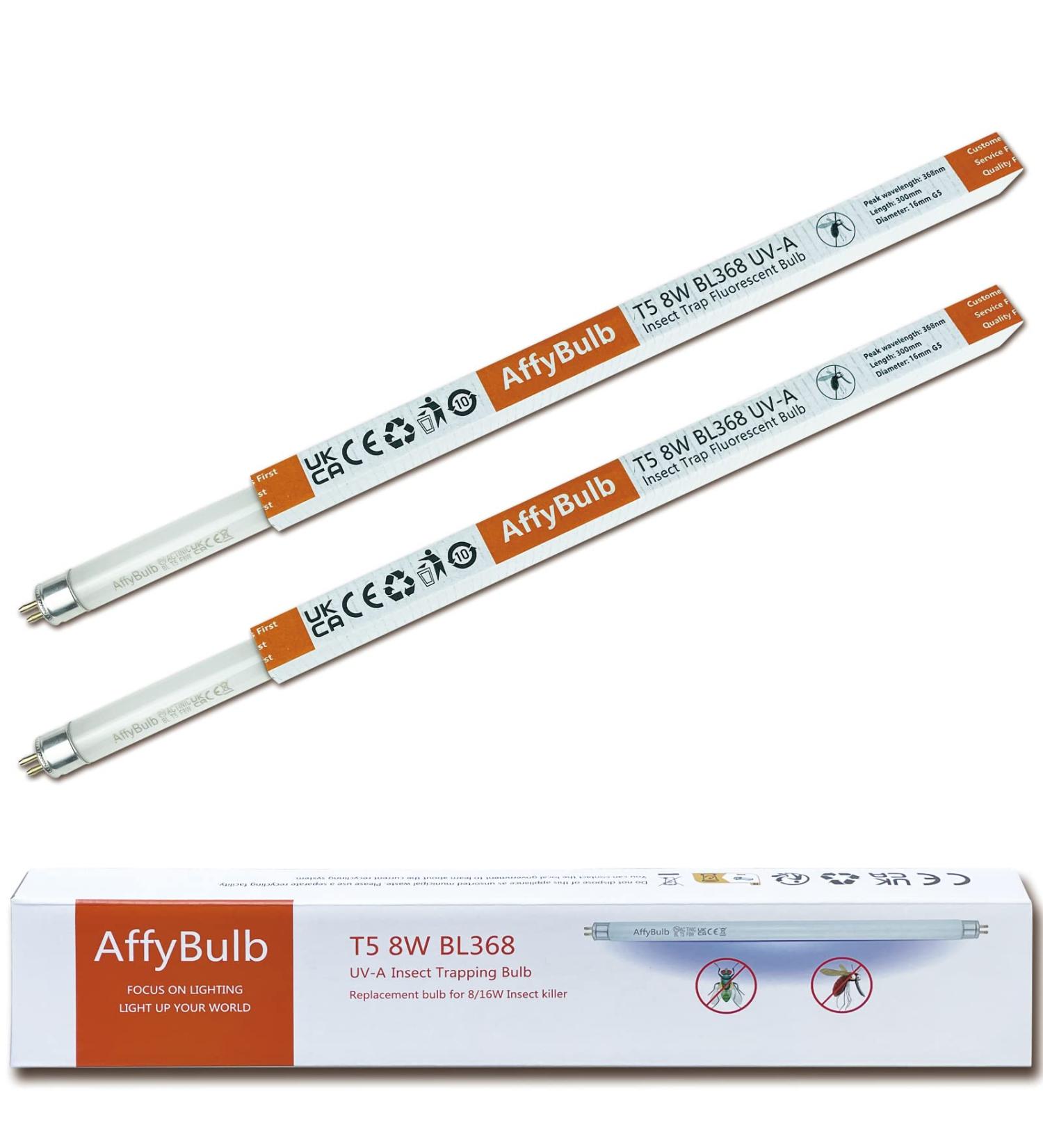 AffyBulb 2 * 8W Replacement Bulbs for Fly Killers - 12in T5 BL368 UV Tubes - Insect Zapper Bulbs - International Shipping - Buy Online on GoSupps.com