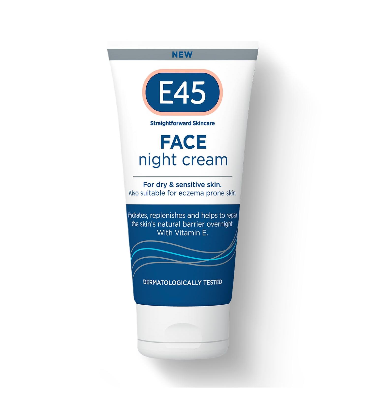 E45 Face Night Cream - Nourishing Night Moisturiser to Restore Skin Barrier For Sensitive Skin & Eczema Prone Skin - Regenerative & Firming Night Cream - Perfume Free - Dermatologist Approved - 50ml - Buy Online on GoSupps.com
