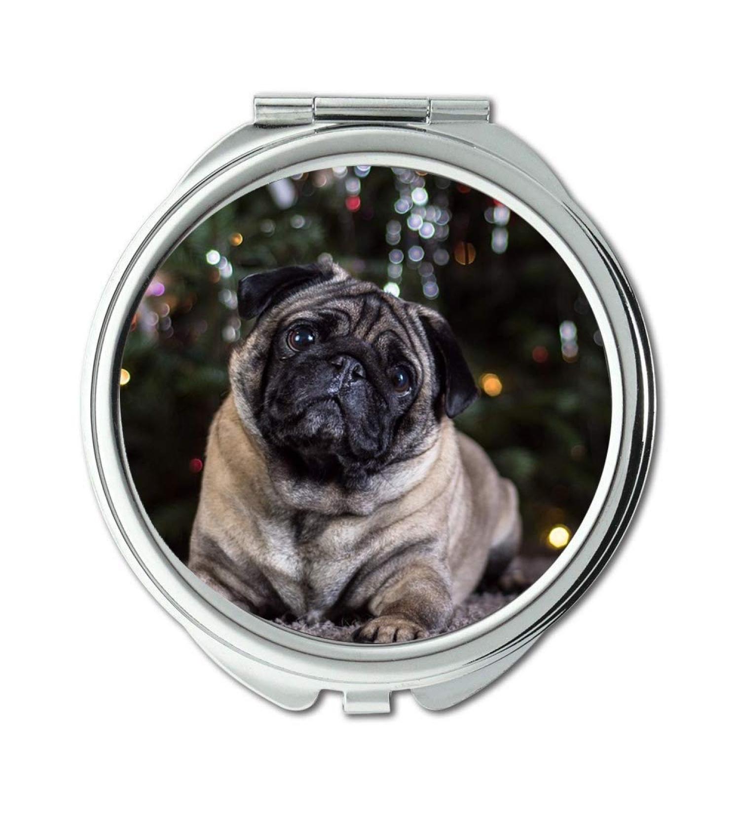 Mirror Compact Mirror Pug Dog Portrait Cute Animal Pet Pocket Mirror portable mirror - Buy Online on GoSupps.com