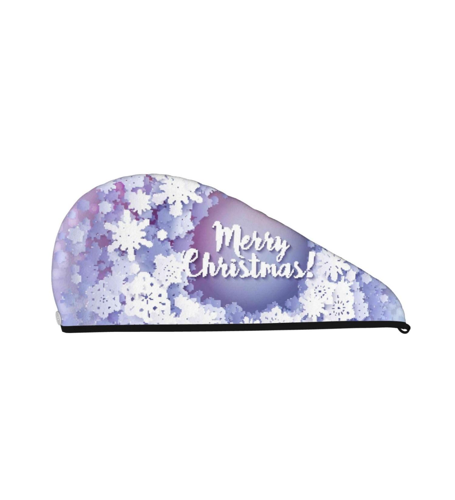 Round Snow Merry Christmas Hair Towel - Super Absorbent Microfiber Wrap for Women | Quick Dry Coral Velvet Cap for Long Curly & Thick Hair - Buy Online on GoSupps.com