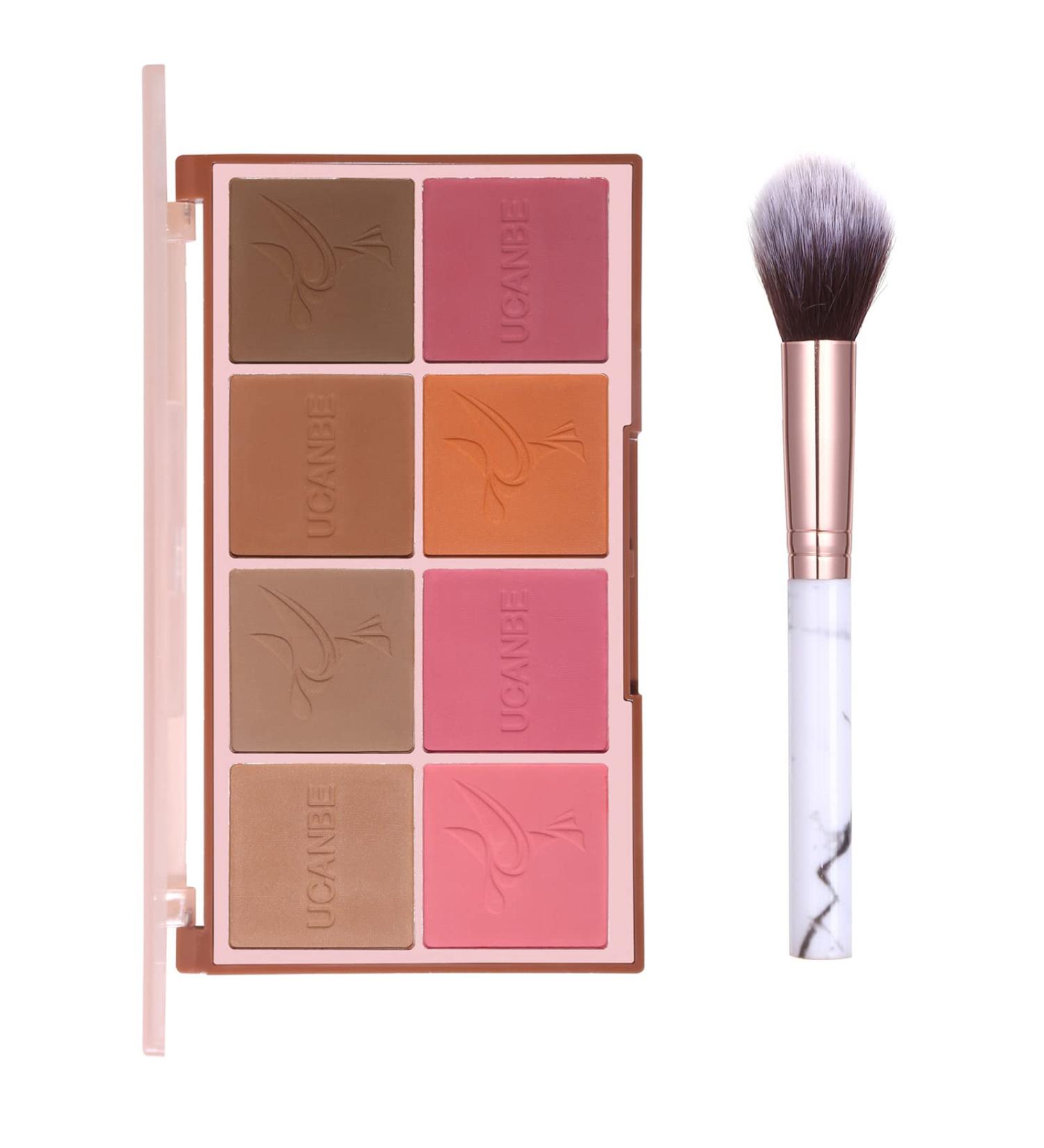 UCANBE 8-Color Matte Blush Palette with Brush - Face Shading & Contour Bronzing Makeup Set - Buy Online on GoSupps.com