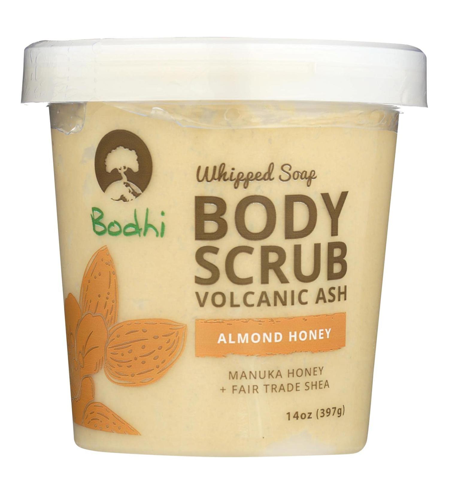 BODHI HANDMADE SOAP Almond Honey Volcanic Ash Whipped Soap Body Scrub, 14 OZ 14 Ounce (Pack of 1)