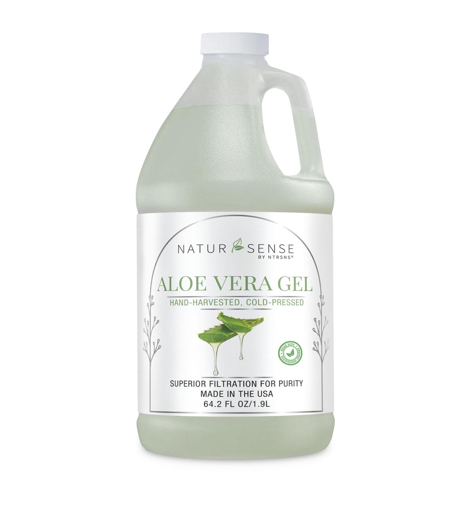NaturSense Organic Aloe Vera Gel from 100% Pure Aloe. Great for Hair Scalp Face Dry Skin Acne Sunburn Sensitive Skin. Unscented Same Formula Organic Ingredients 64.2 oz. (64.2 Fl. Oz.) 64.2 Fl Oz (Pack of 1) - Buy Online on GoSupps.com