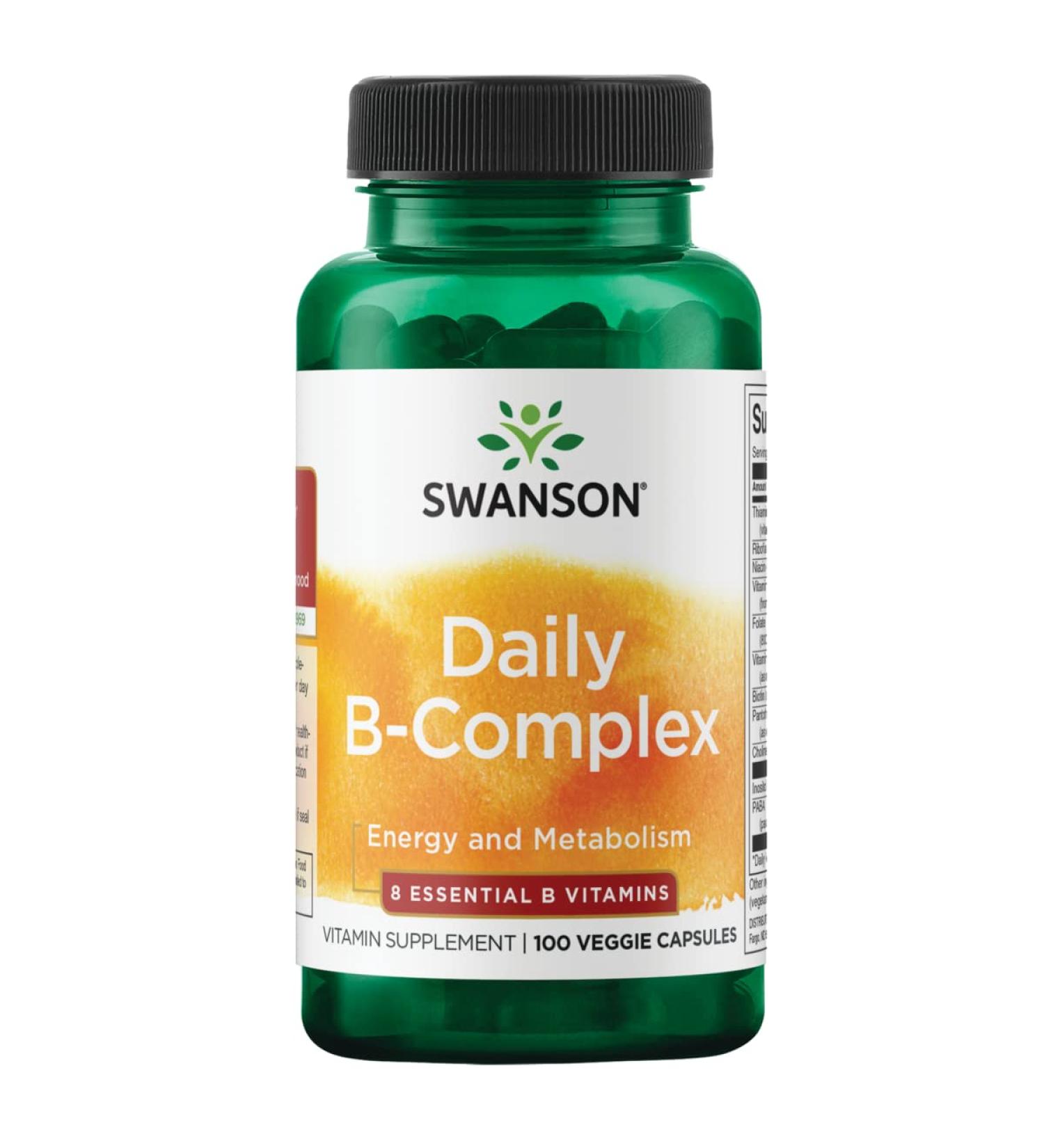 Swanson Daily B-Complex 100 Veg Caps - Essential B Vitamins for Daily Support - Buy Online on GoSupps.com