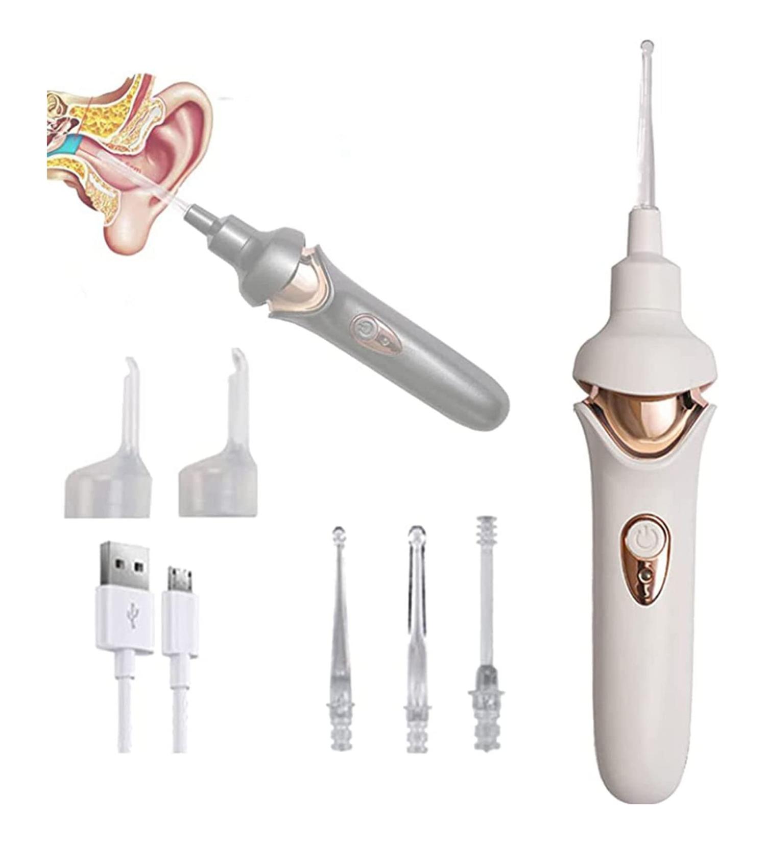 Electric Vacuum Earwax Remover with Led Lights - USB Charging Ear Cleaner for Adults and Children - Safety Material - Mute White - Buy Online on GoSupps.com