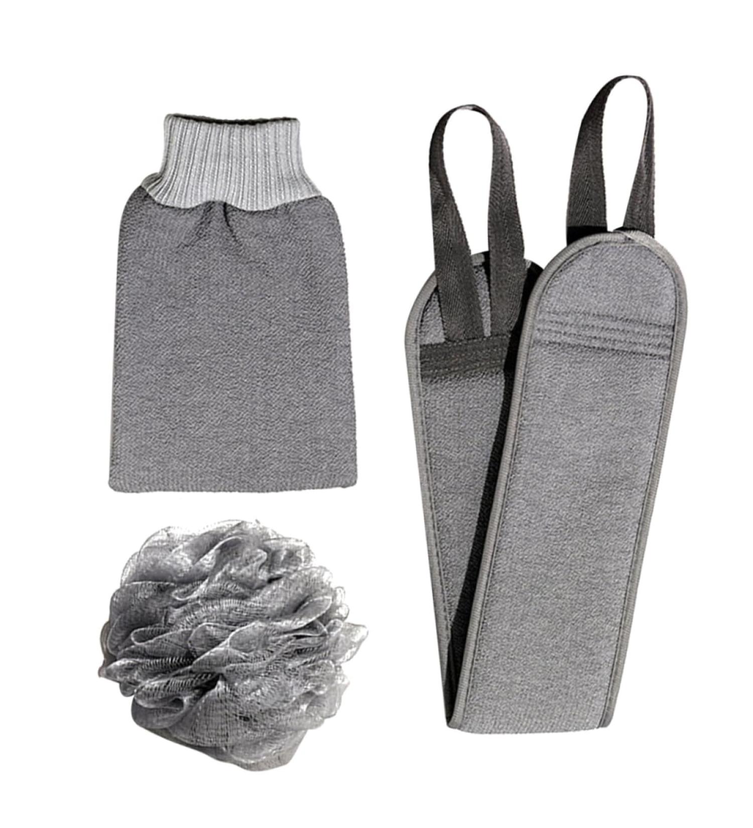 FOMIYES Men's Bath Set - Exfoliating Shower Gloves Back Scrubber Towel & Wash Scrubber for Healthy Bathing - Buy Online on GoSupps.com