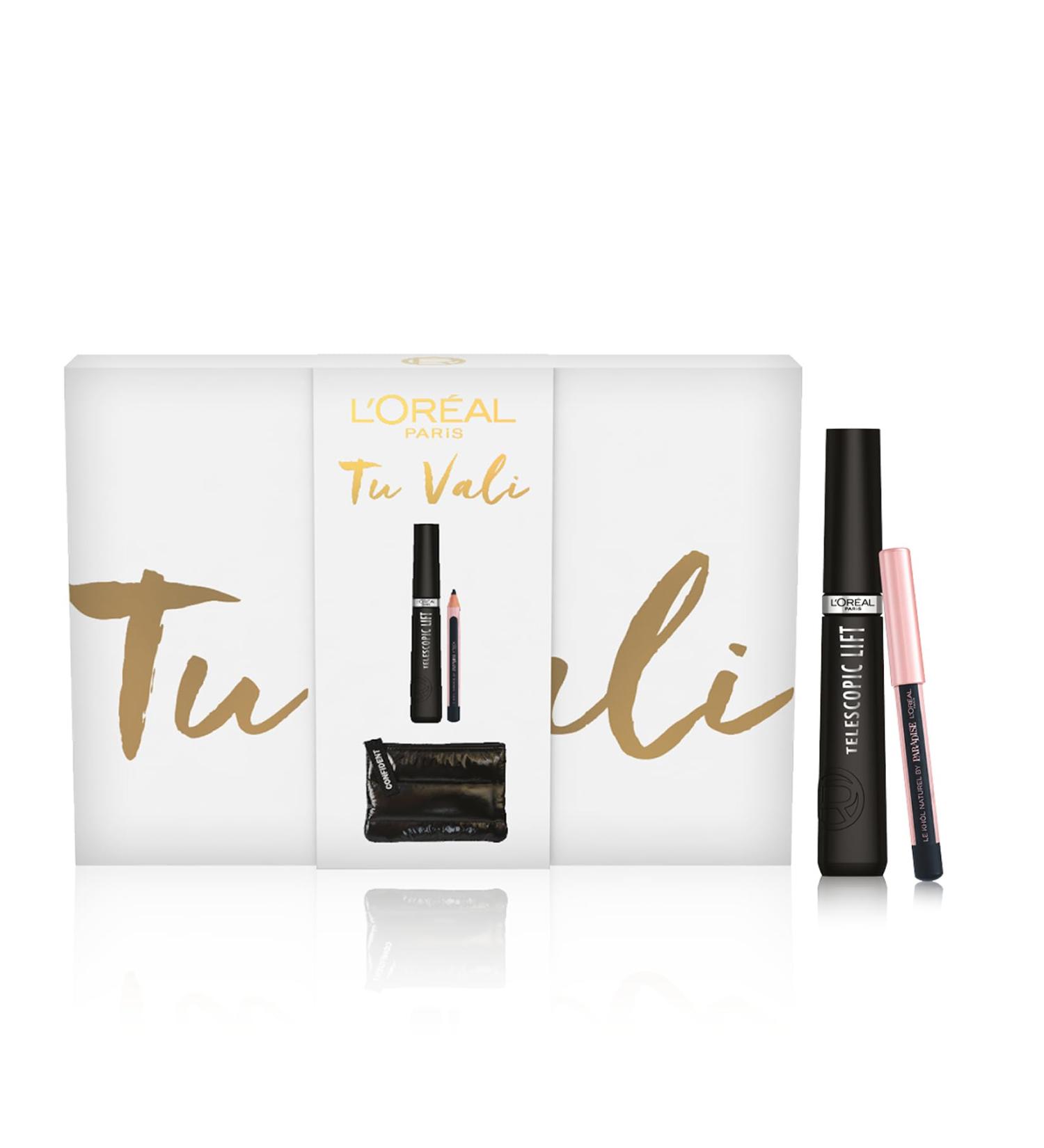 L'Oreal Paris L'Oreal Paris Gift Pouch with Extra Black Curving Mascara and Mini Eye Pencil For Defined Look and Longer Lashes With Exclusive Beauty Case Duvet