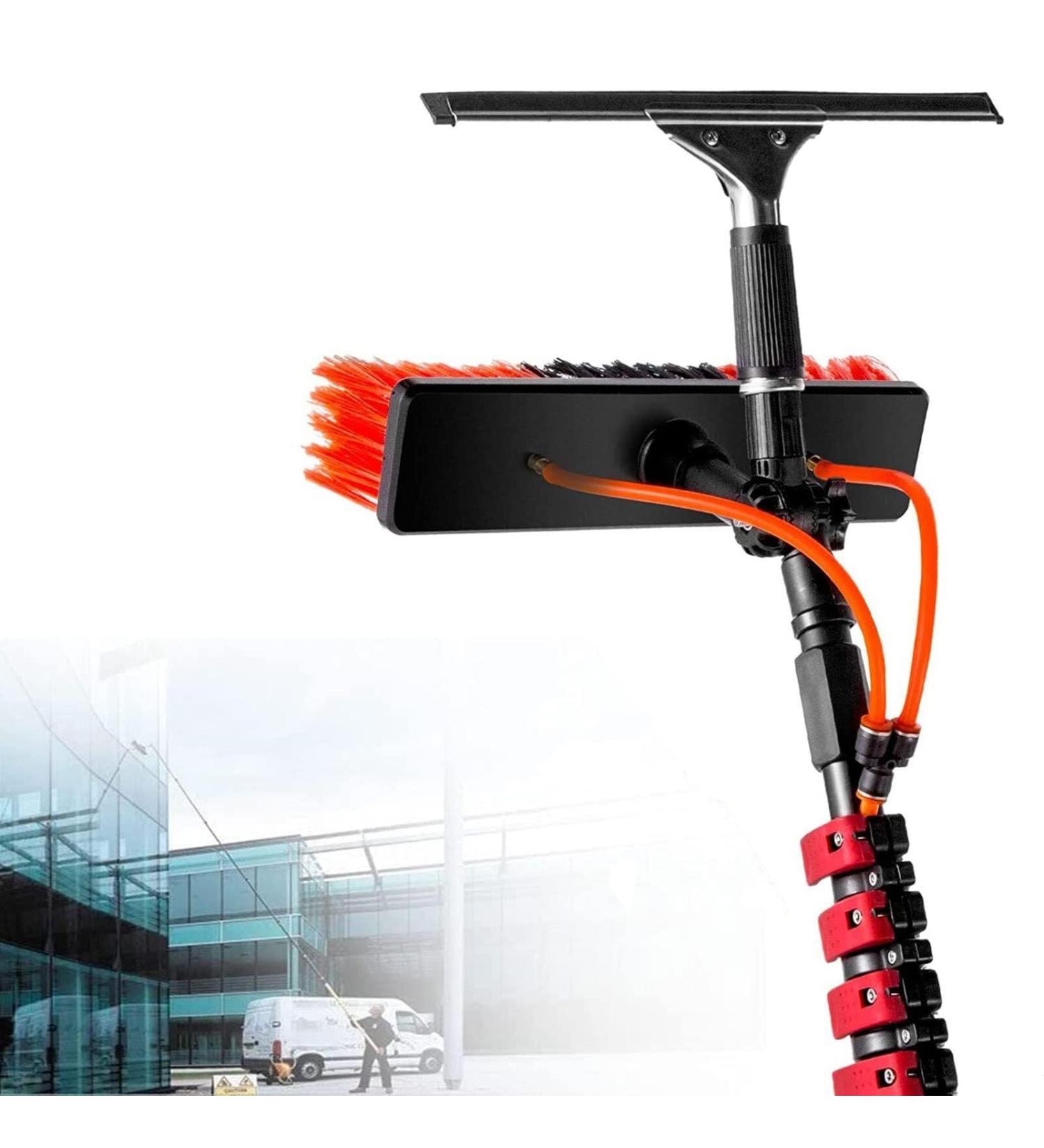 Window Cleaning Pole Water Fed Telescopic Brush Water Fed Pole Kit with Extension Pole Window Washing Equipment for Indoor/Outdoor Glass 35cm Brush Head 10M/33FT - Buy Online on GoSupps.com