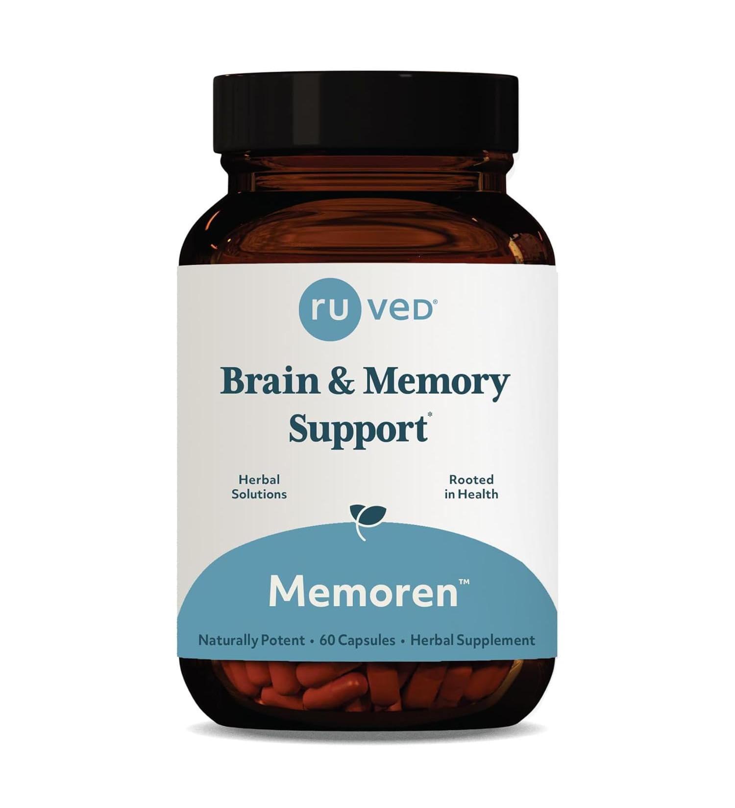 ruved Memoren - Bacopa Supplements Organic Bacopa Monnieri Gotu Kola Gingko & Ashwagandha for Memory & Focus Cognitive Support Pill for Adults - 60 Vegetarian Capsules (1 Count) - Buy Online on GoSupps.com