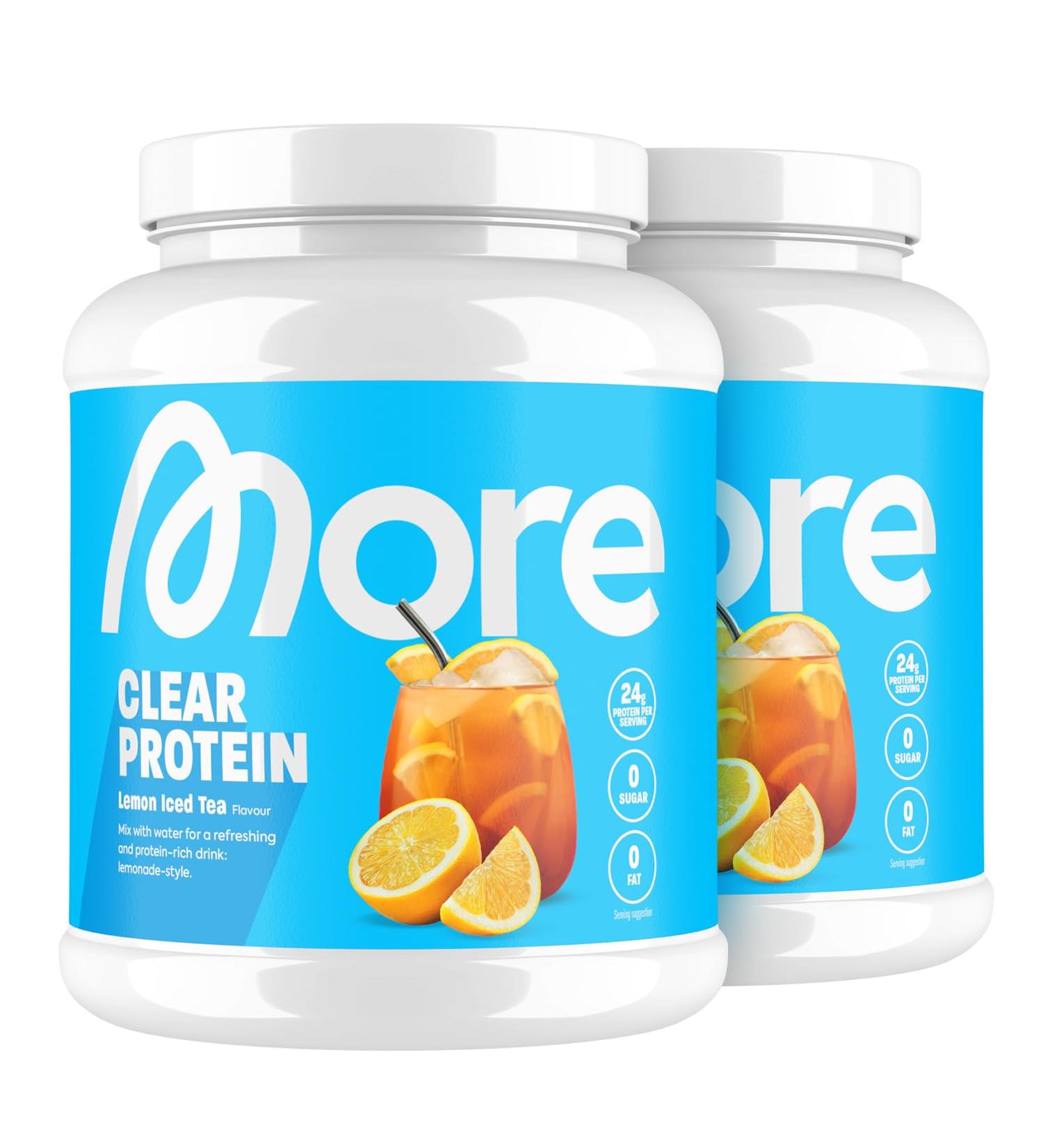 More Clear Protein - Lemon Iced Tea | 2 x 600g Whey Isolate Drink | Tested Quality Made in Germany - Buy Online on GoSupps.com