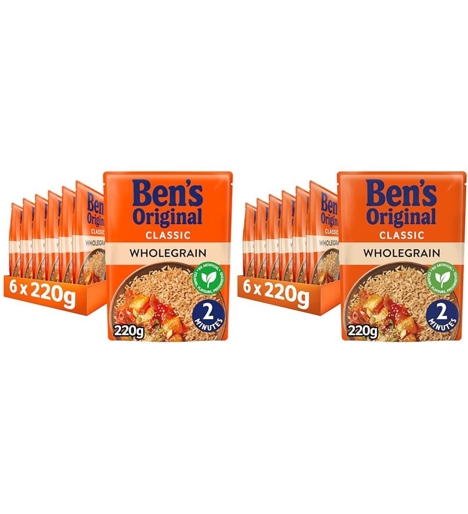 Ben's Original Wholegrain Microwave Rice Bulk Multipack 6 x 220 g pouches (Pack of 2) - Buy Online on GoSupps.com