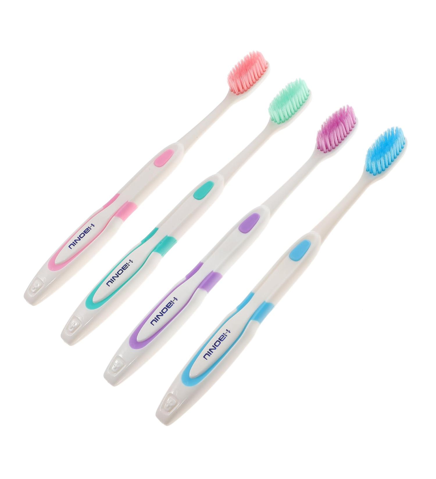 Ultechnovo 4-Piece Soft Bristle Toothbrush Set - Comfortable Handle & Nano Technology - Double Layer South Korea Design - Buy Online on GoSupps.com