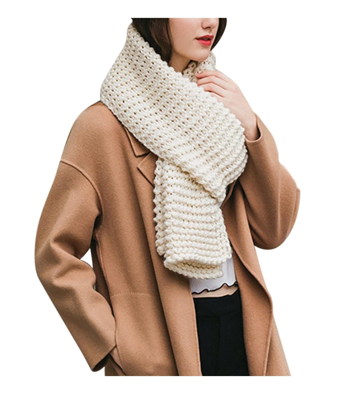 HANXIULIN Women's Cashmere Scarf - Warm Knitted Wrap & Turban | One Size White Scarf for Casual & Stylish Looks - Buy Online on GoSupps.com