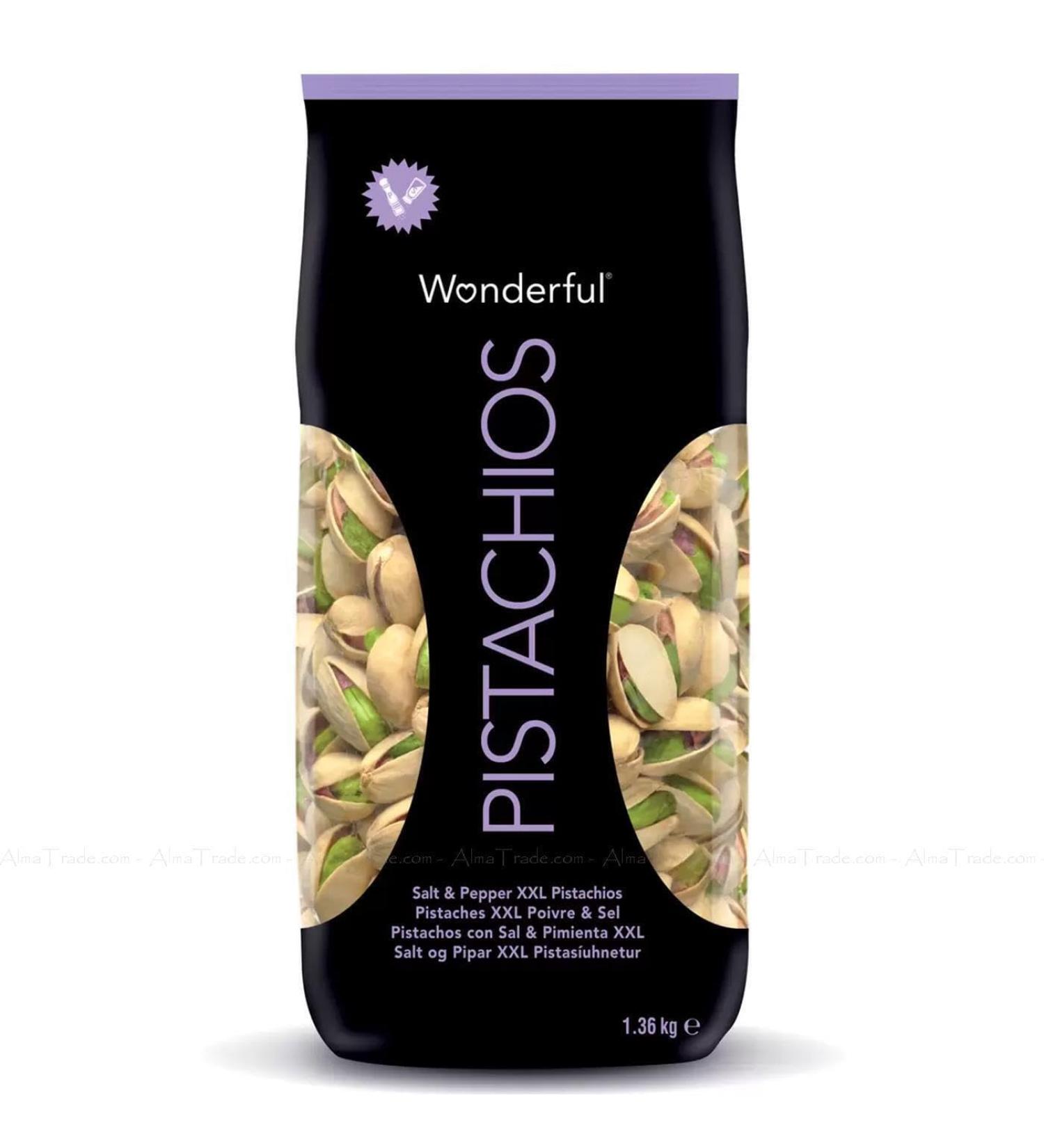 Wonderful Salt & Pepper XXL Pistachios Large Gently Salted Nuts Pack of 1.36kg